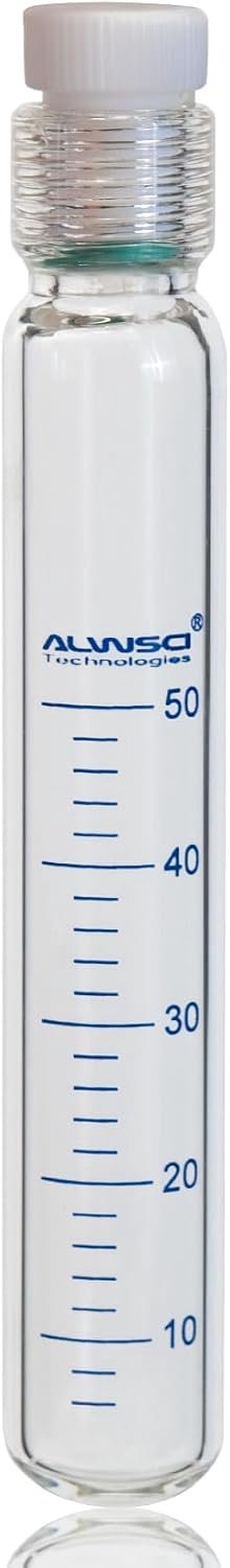 Dikke glazen flessen 50ml - 3.3 borosilicaatglas - met PTFE-aansluiting - ideaal voor laboratoria - ShopVlot