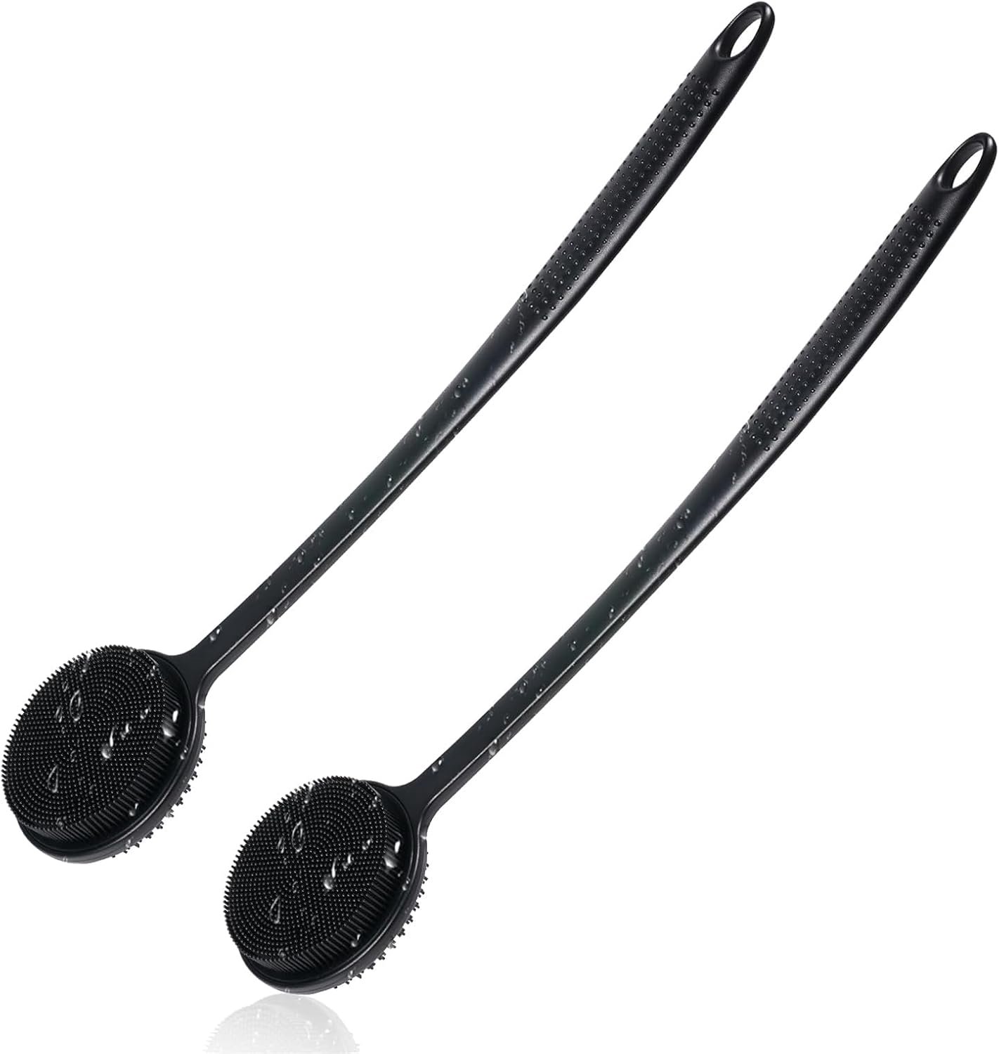 Body Scrubber 2 Pcs - Silikonenscrubber met lange handvat - Dubbelzijdig exfoliërend - ShopVlot