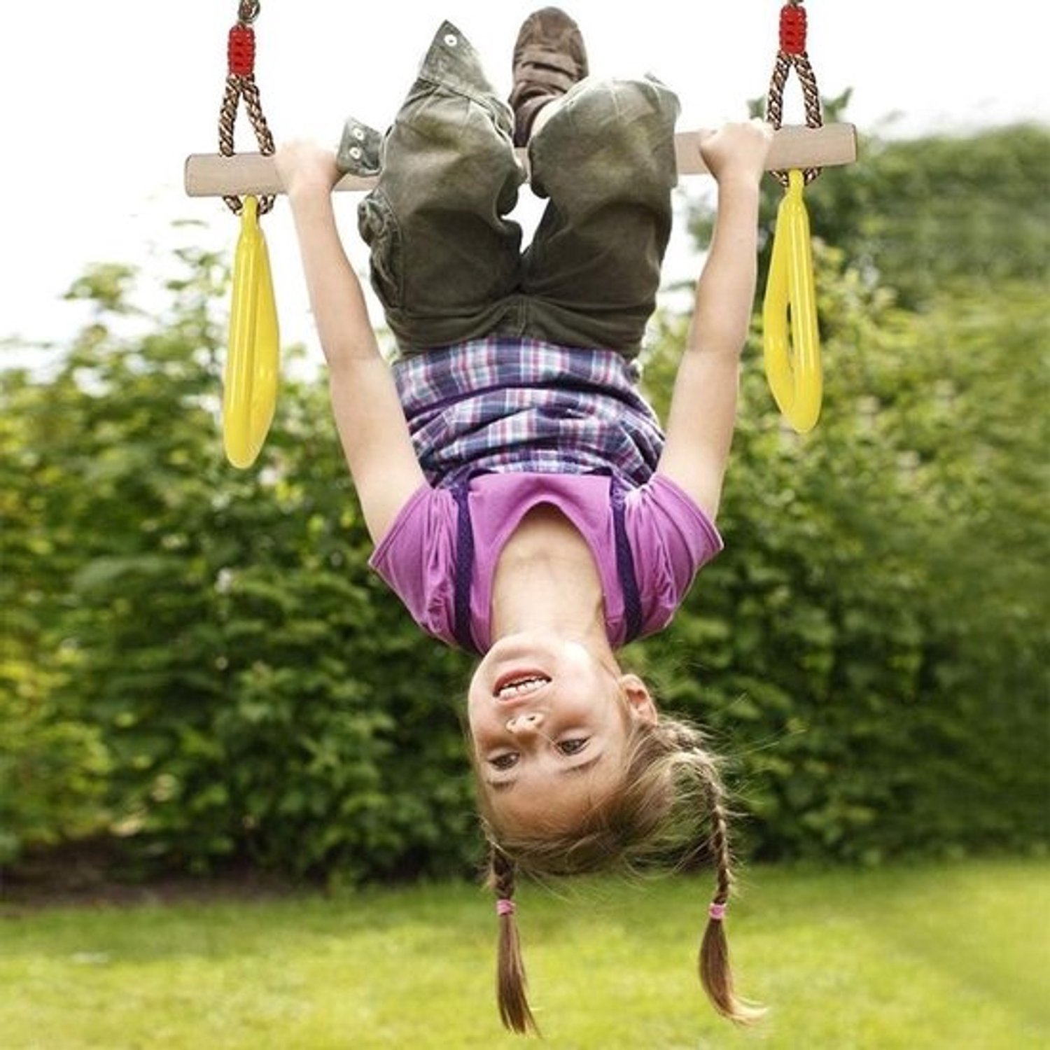 Trapeze Swing Bar - Gymnastiek Ringen - Kracht Training - Verstelbaar Touw - 45 cm Houten Stok - As Shown
