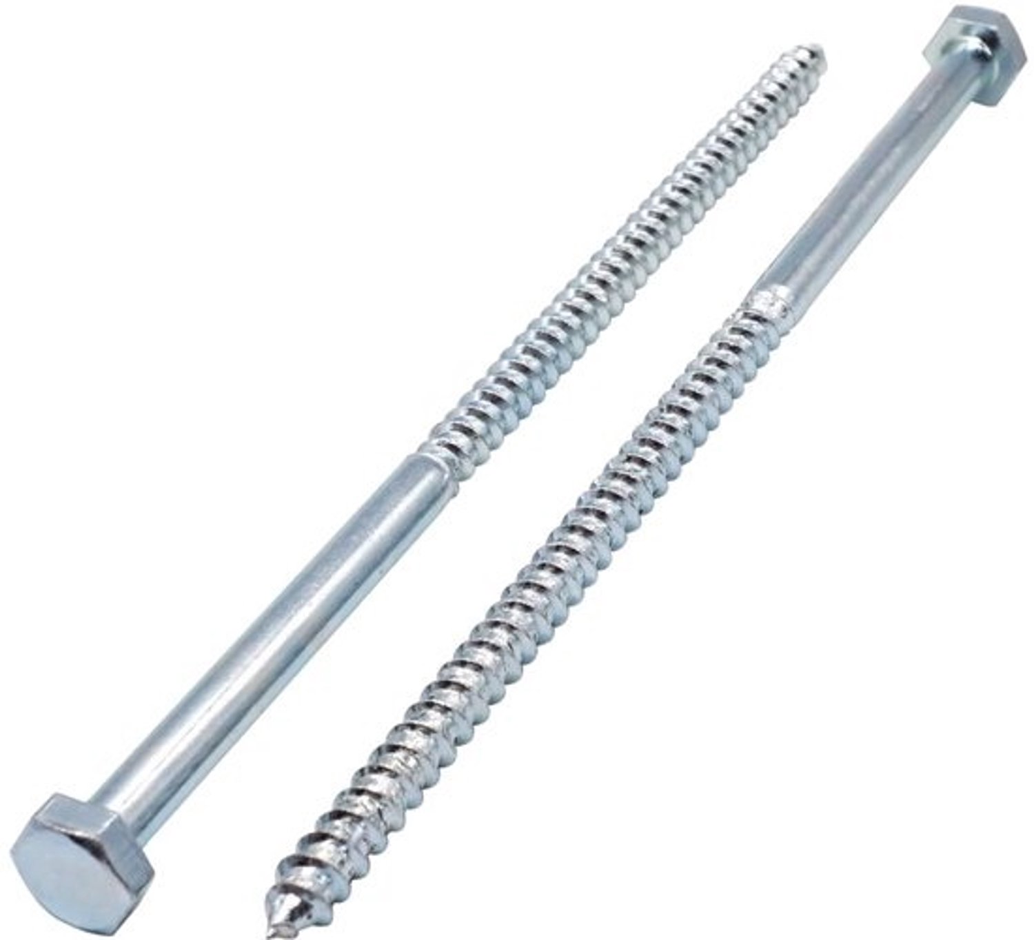 (Pack van 14 stuks) DIN 571 verzinkt staal zeshoek houtschroeven M10 x 240 mm, zeskantschroef, vertragingsbouten, zeskantkop, busschroeven (14, M10 x 240 mm), zilver