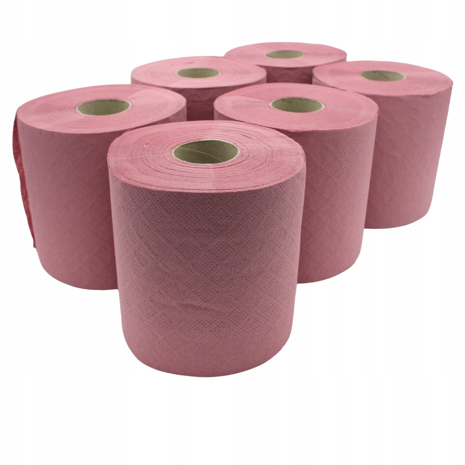 6x 120m Papieren Handdoekrollen - 1-laags, Roze