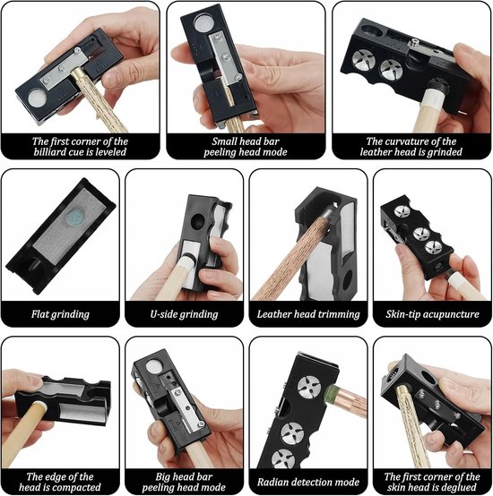 Merkloos 11-in-1 Biljartkeu Tip Reparatie & Vormgeving Tool Kit — afbeelding 3