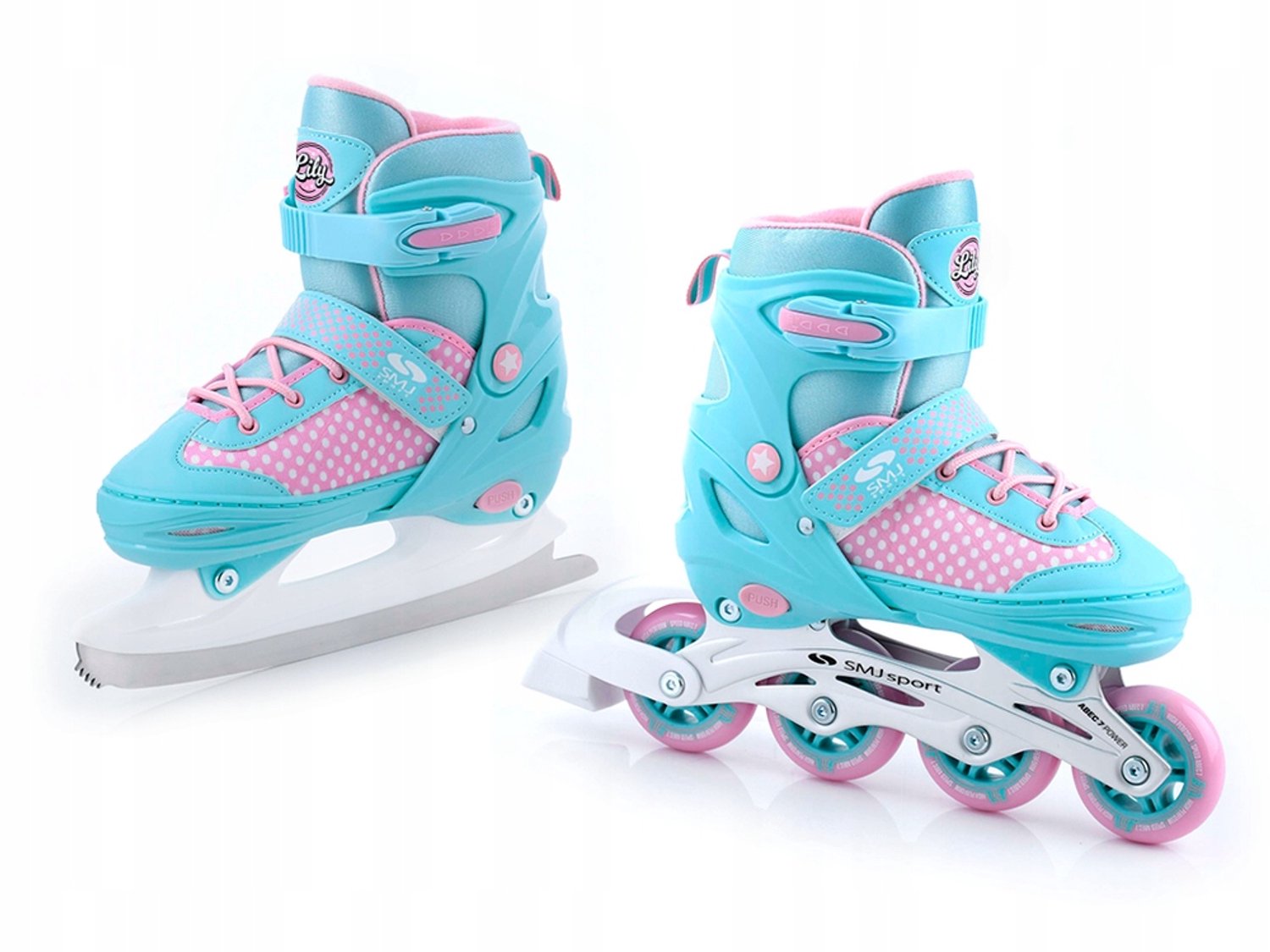 SMJ Sport LILY 2-in-1 Schaatsen & Skates, Verstelbaar, Maat 38-41, Roze