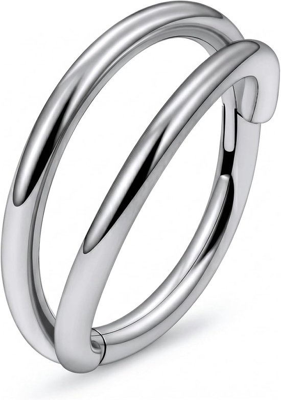 neusring dubbel 20G 18G - titanium legering - gehingd - voor septum en cartilage piercings - Homevero — afbeelding 4