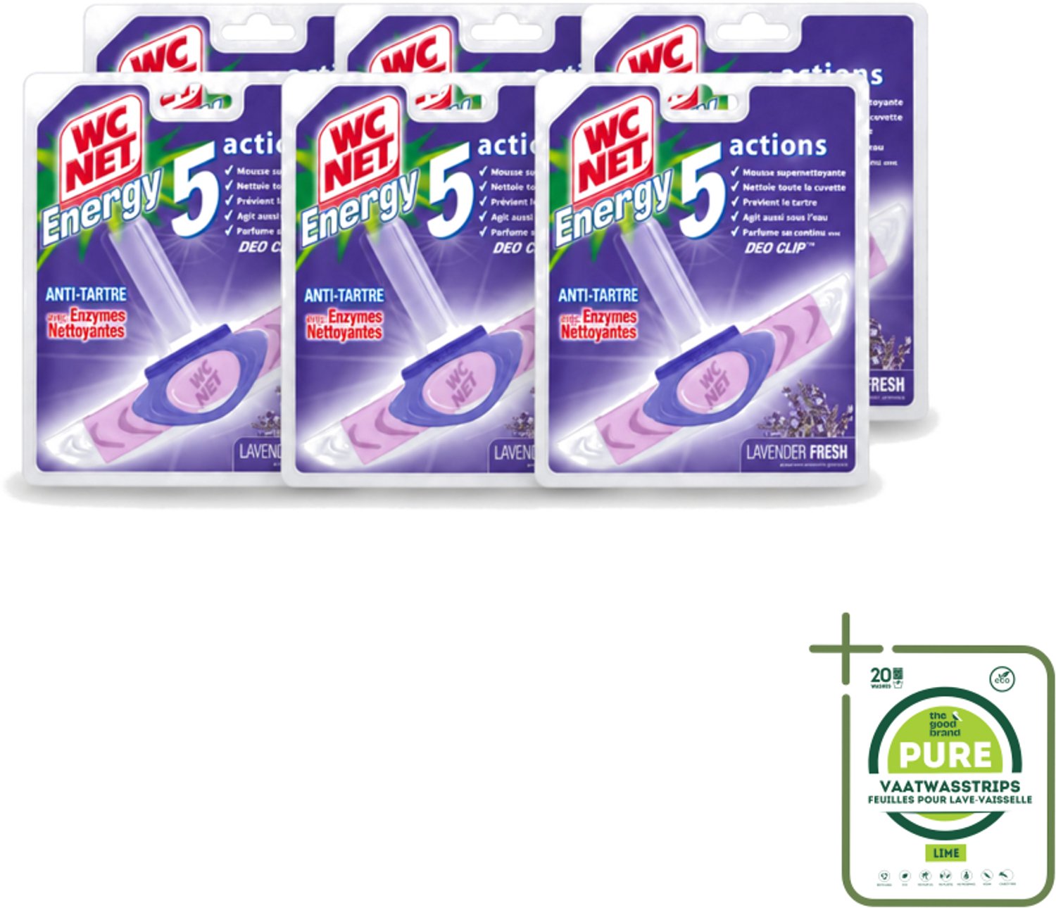 6 x WC Net - Toiletblok - Lavendel - 1 Blokje - Grootverpakking - Vaatwasstrips - Toilet Net - Toilet Reiniger - Lavendel Geur - Toilet Reinigen - Toilet Hygiëne