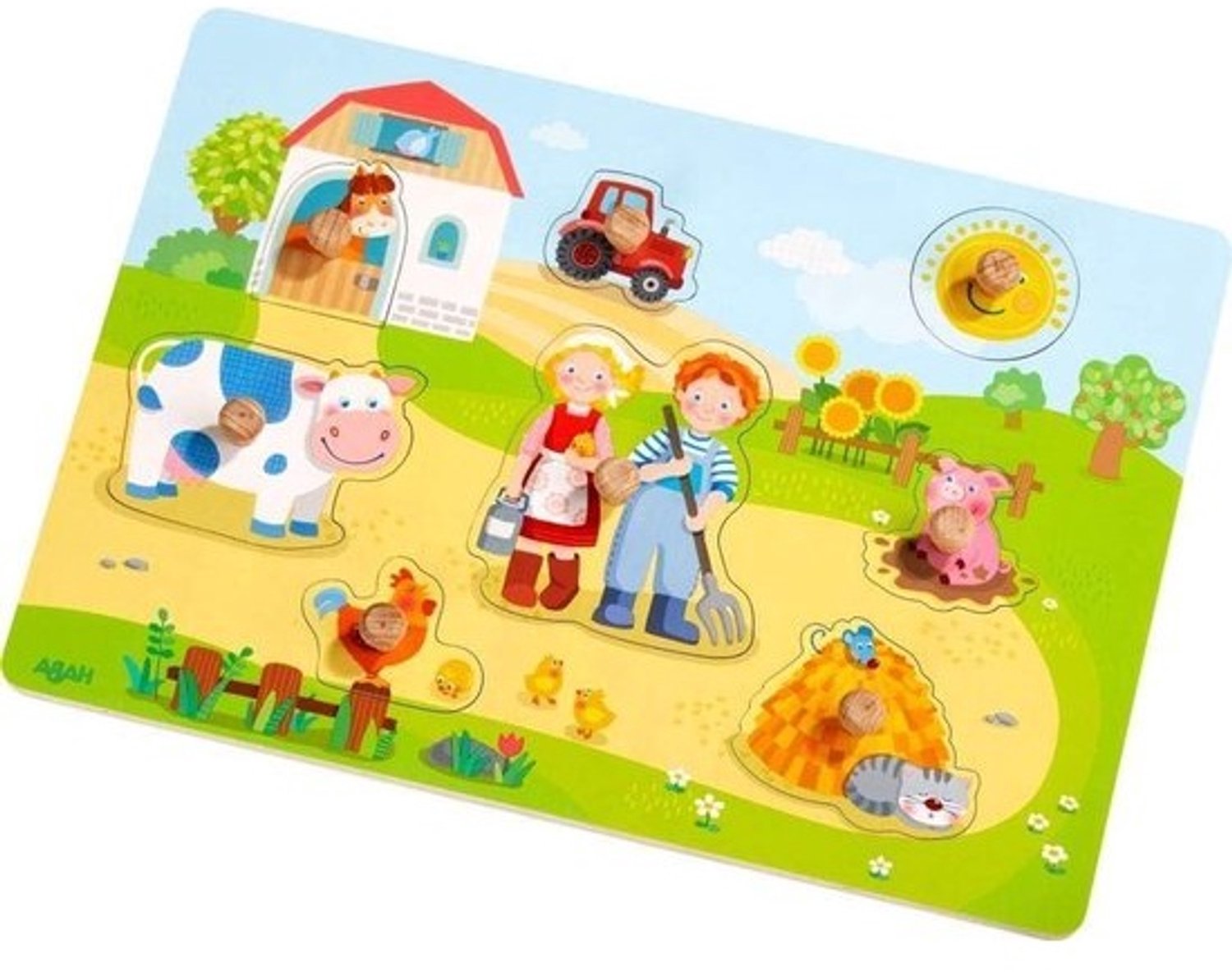 Boerderij Puzzel - Houten Inlegpuzzel - Kinderen Leren - 8 Grote Delen - 21 x 30 cm - Multicolor