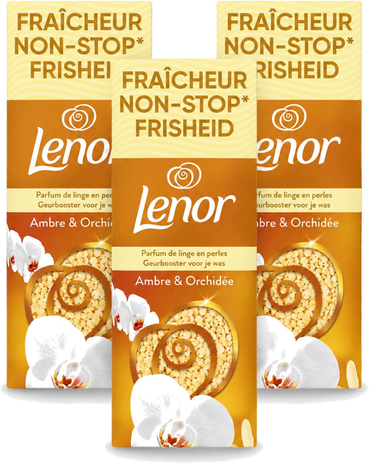 3 x Lenor – Geurbooster – Amber & Orchidee – 12 Wasbeurten – 155 g - Voordeelverpakking - 3 stuks