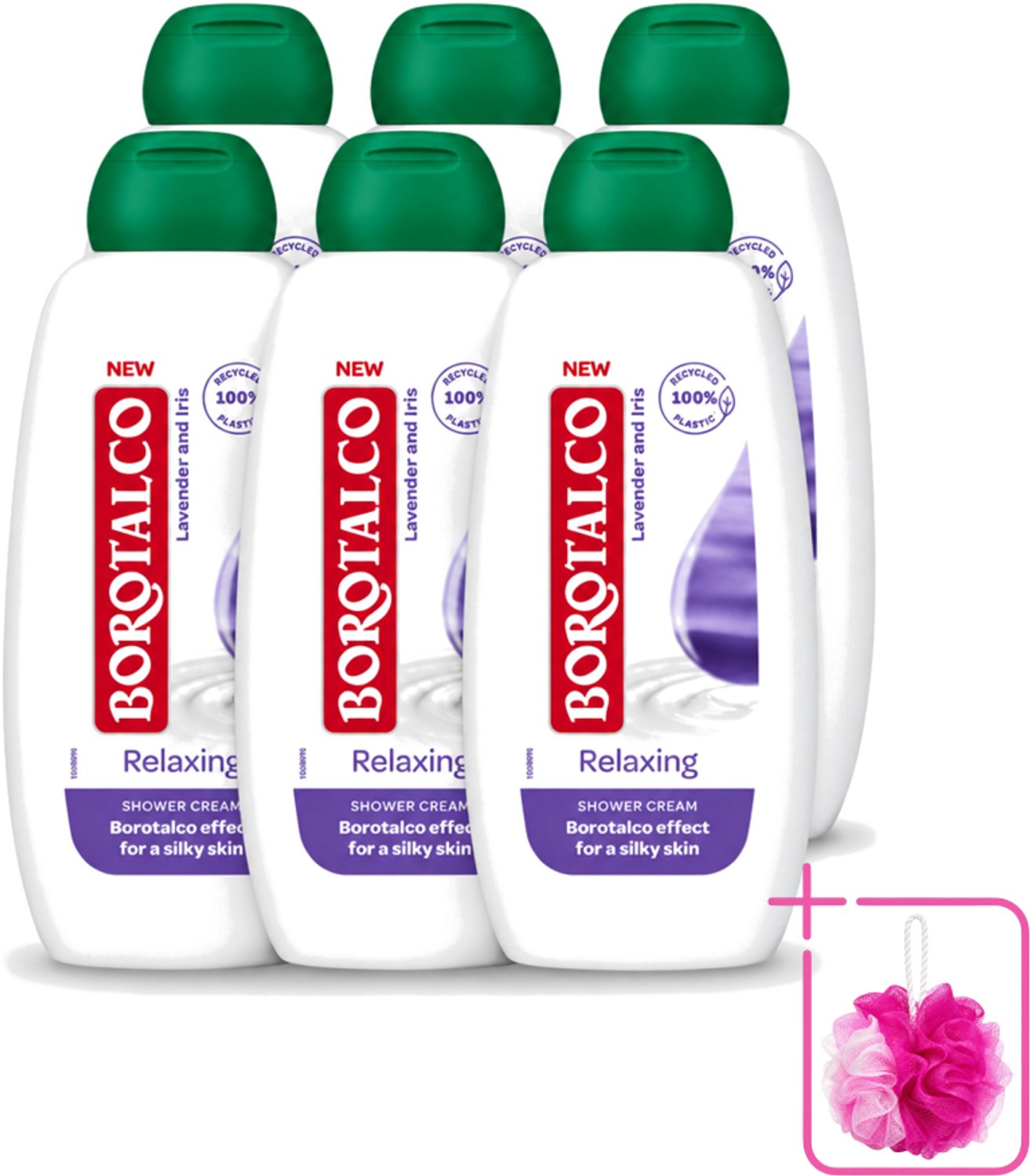 6 x Borotalco - Douchegel - Relaxing - Lavender & Iris - 250 ml - Bulkverpakking - Douchegel - Douchemop - Ontspanning