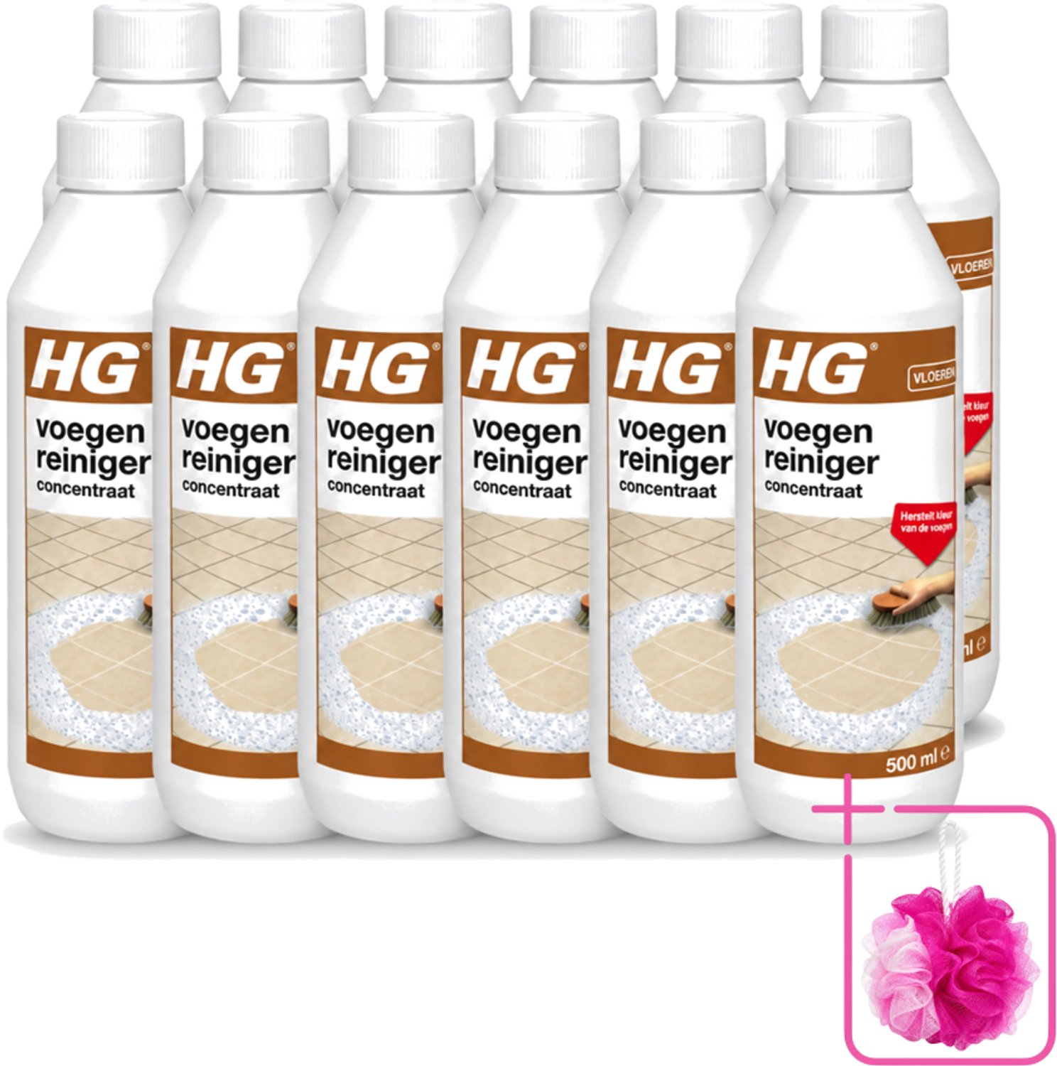 12 x HG - Vloeren - Voegenreiniger - Concentraat - Herstelt Kleur - 500 ml - Bulkverpakking - Voegen reinigen - Douchemop - Voegen kleur herstellen