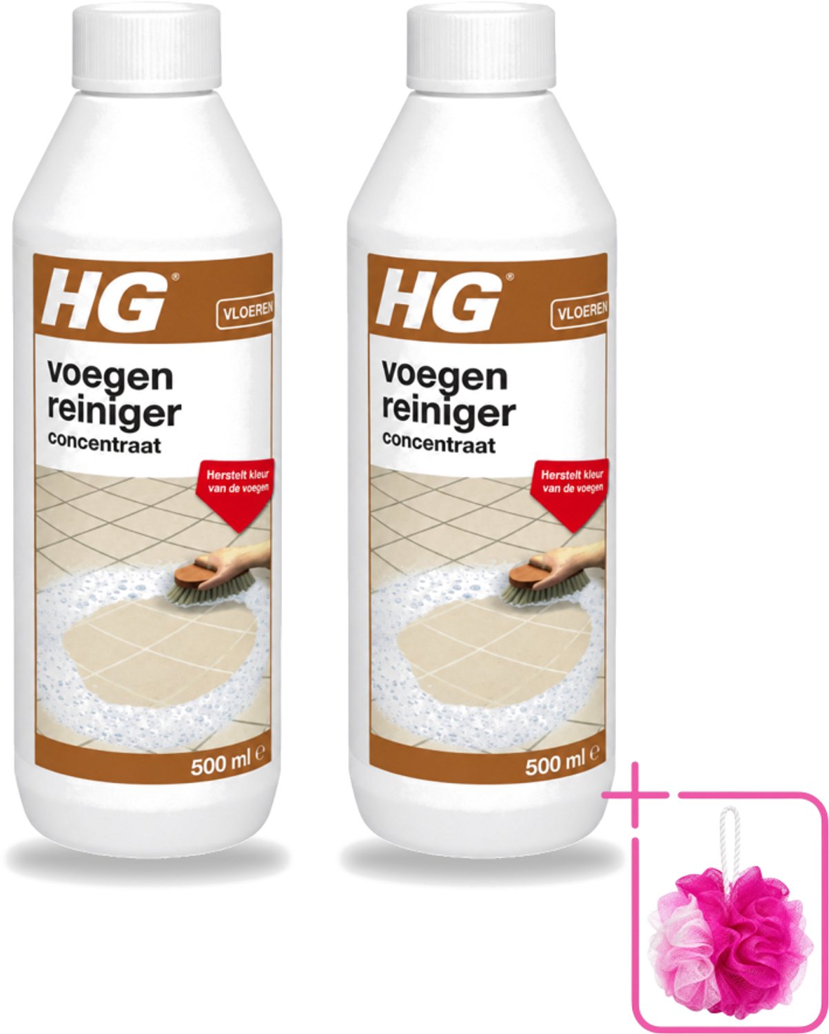 2 x HG - Vloeren - Voegenreiniger - Concentraat - Herstelt Kleur - 500 ml - Bulkverpakking - Voegen reinigen - Douchemop - Voegen kleur herstellen