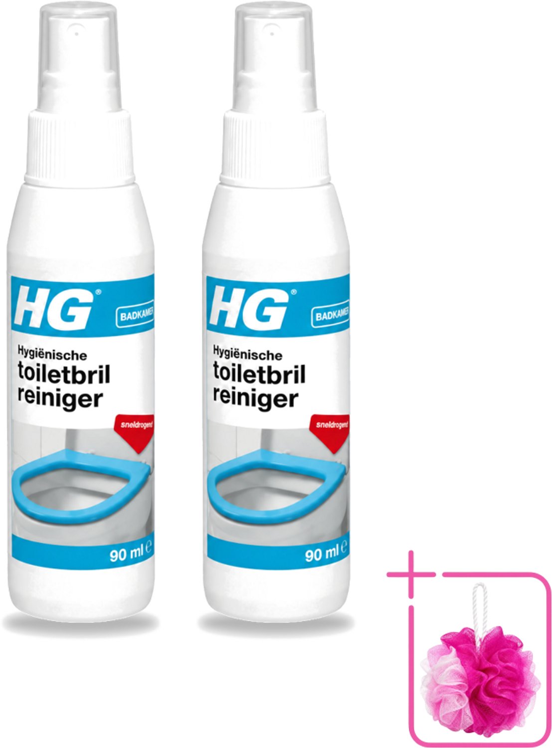 2 x HG - Badkamer - Hygiënische Toiletbrilreiniger - Sneldrogend - 90 ml - Bulkverpakking - Toiletbril reinigen - Douchemop - Hygiënische toiletbril reiniger