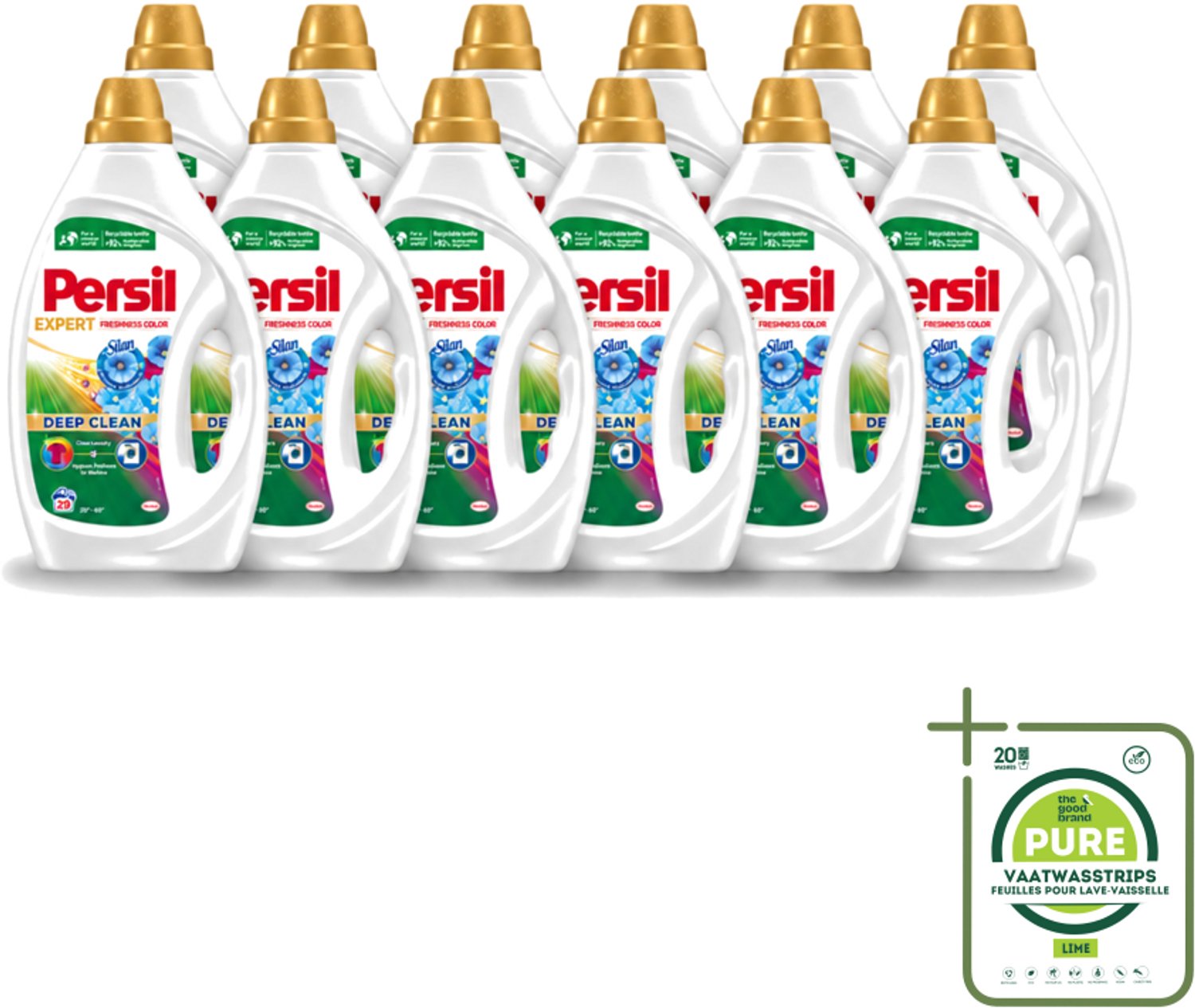 12 x Persil Expert - Vloeibaar wasmiddel - Gekleurde Was - Silan Boosted Freshness - 29 Wasbeurten - Grootverpakking - Vaatwasstrips - Gekleurde Was - Vloeibaar Wasmiddel - Freshness By Silan - Wasbeurten - Frisse Geur