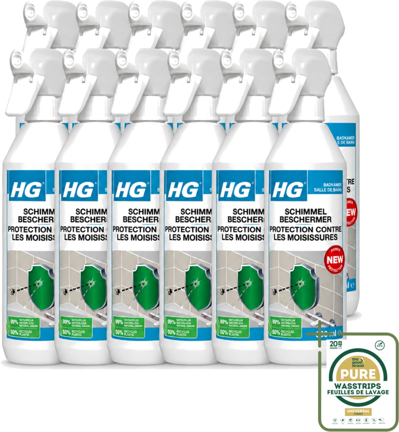 12 x HG - Badkamer - Schimmel Beschermer - Sterk Beschermend - 500 ml - Schimmelbescherming - Vochtbescherming - Badkamerbescherming - Schimmelgroei - Vochtplekken
