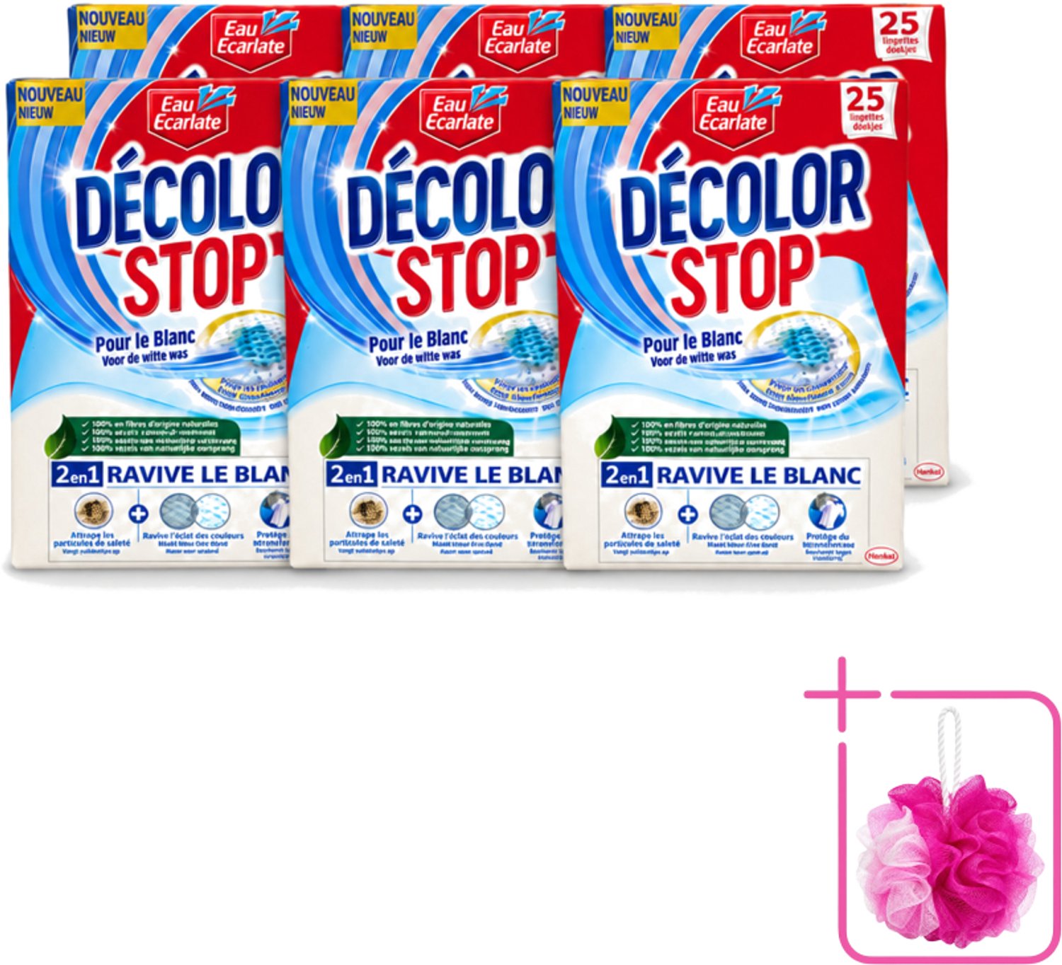 6 x Eau Eclarate - Sublim Blanc - Ultra Witmakend - 25 doekjes - Bulkverpakking - Wit textiel herstellen - Douchemop - Glans herstellen