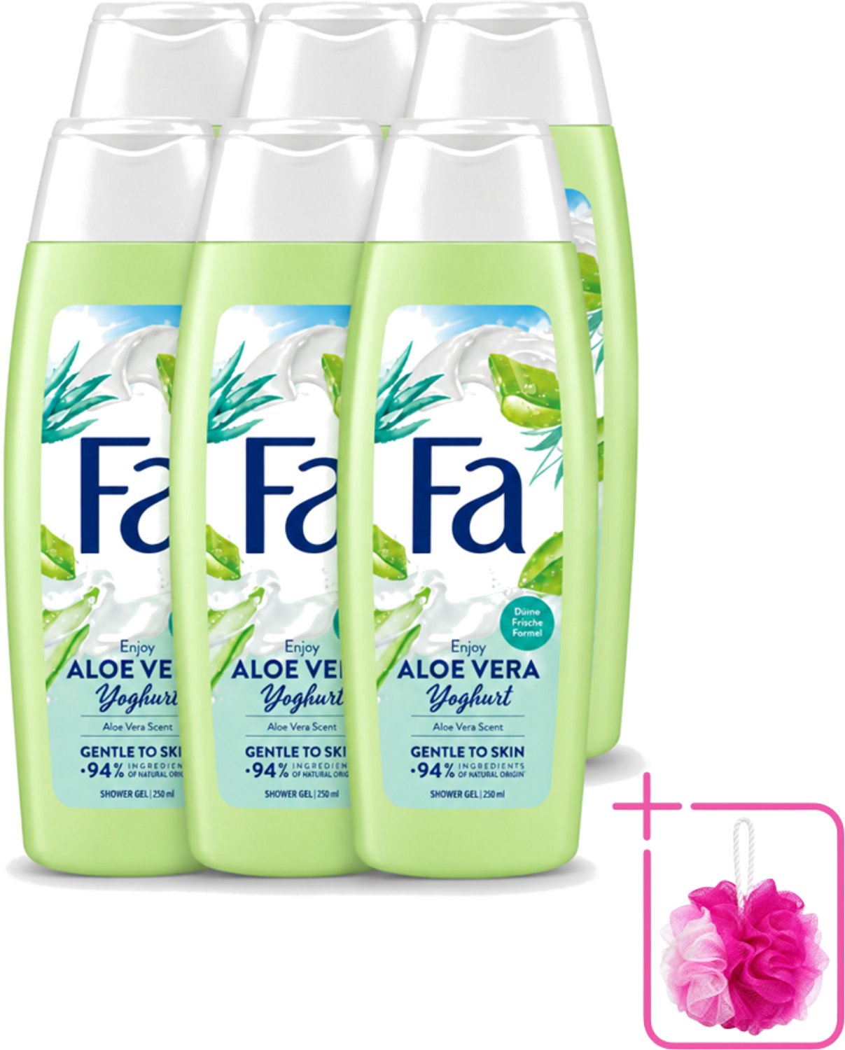 6 x Fa - Douchegel - Yoghurt & Aloe Vera - 250 ml - Bulkverpakking - Douchegel yoghurt aloe vera - Douchemop - Yoghurt douchegel