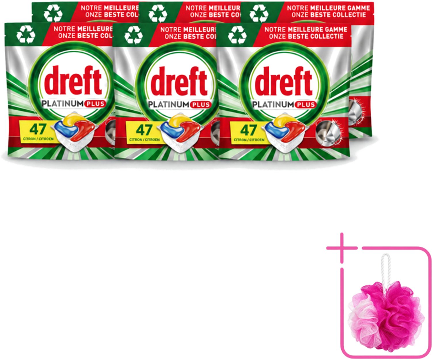 6 x Dreft Platinum Plus - All In One - Vaatwascapsules - Anti-Matt Technologie - Citroen - 47 Afwasbeurten - Bulkverpakking - Vaatwasmiddel - Vaatwascapsule