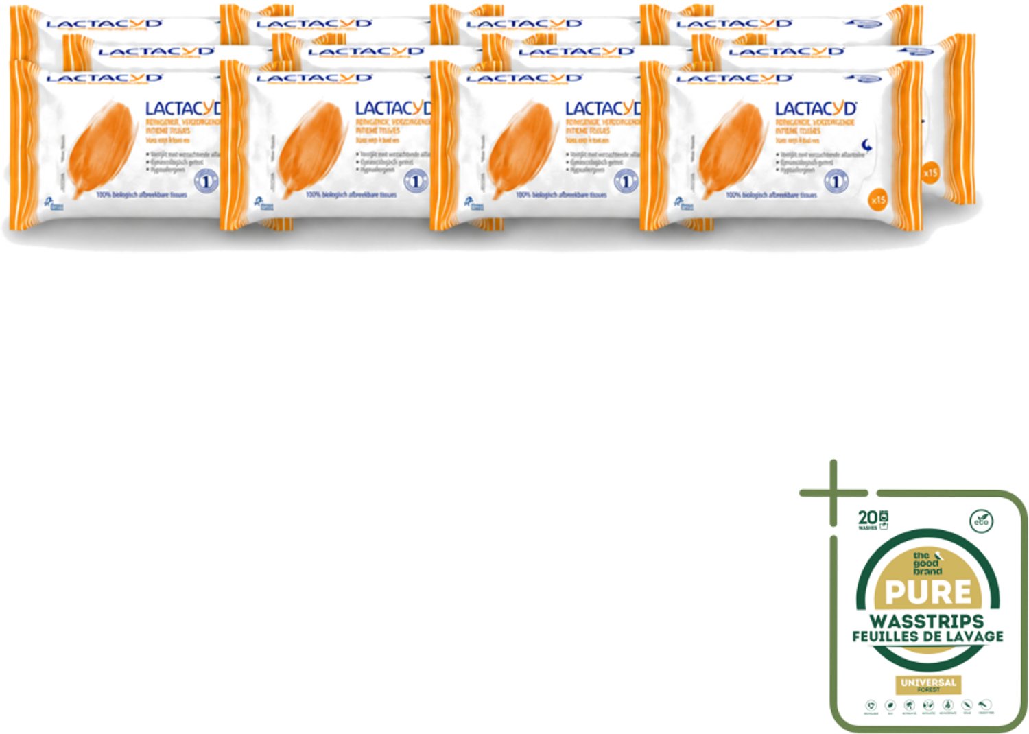 12 x Lactacyd Classic - Intieme Doekjes - Reinigend - Biologisch Afbreekbaar - 15 Doekjes - Intieme Doekjes - Reiniging Intieme Zone - Biologisch Afbreekbaar - Allantoïne - Melkzuur