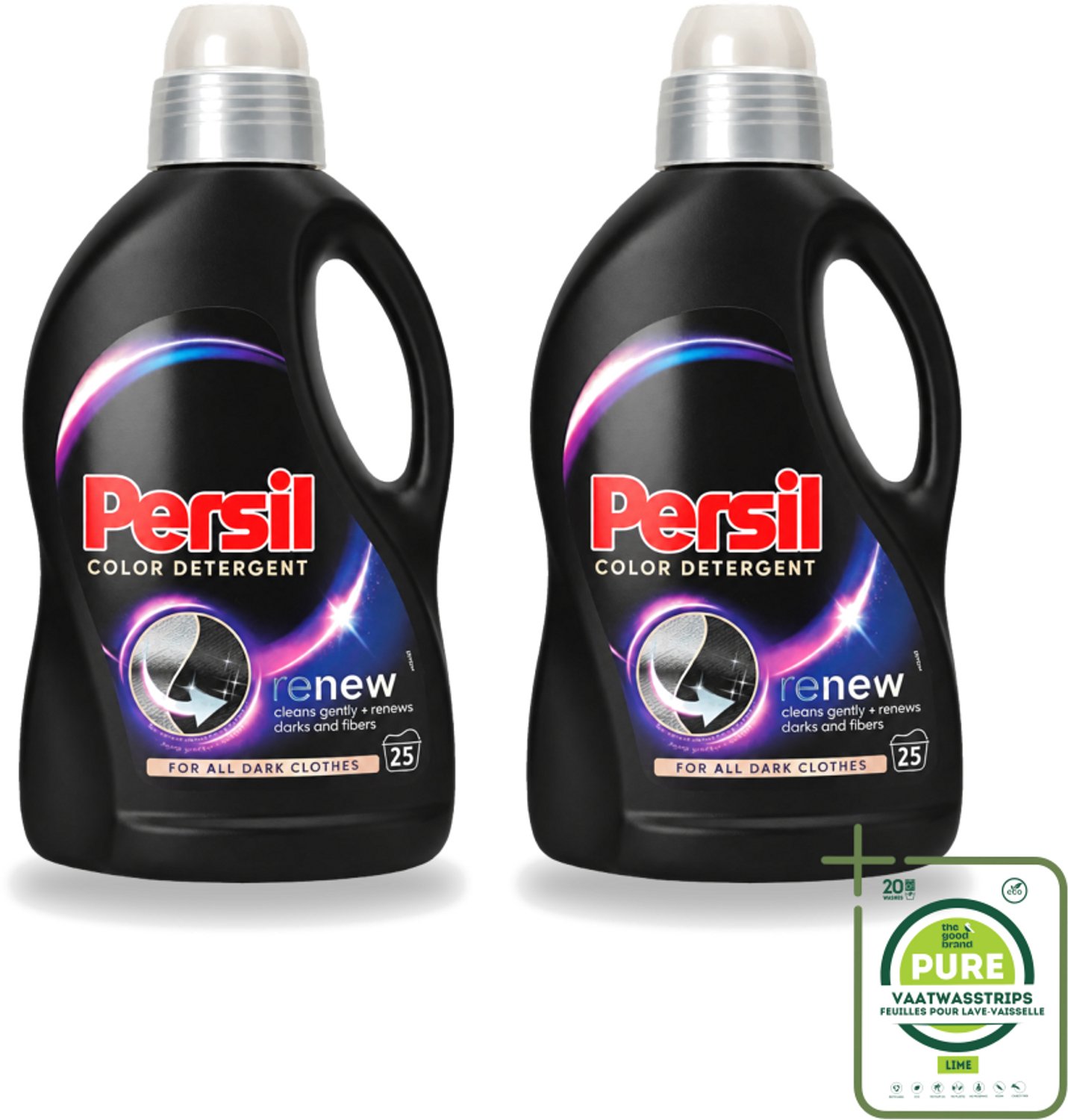 2 x Persil Color Detergent - Vloeibaar Wasmiddel - Donkere Was - 25 Wasbeurten - Grootverpakking - Vaatwasstrips - Donkere Was - Kleurbehoud - Vlekverwijdering - Wasmiddel - Wasbeurten