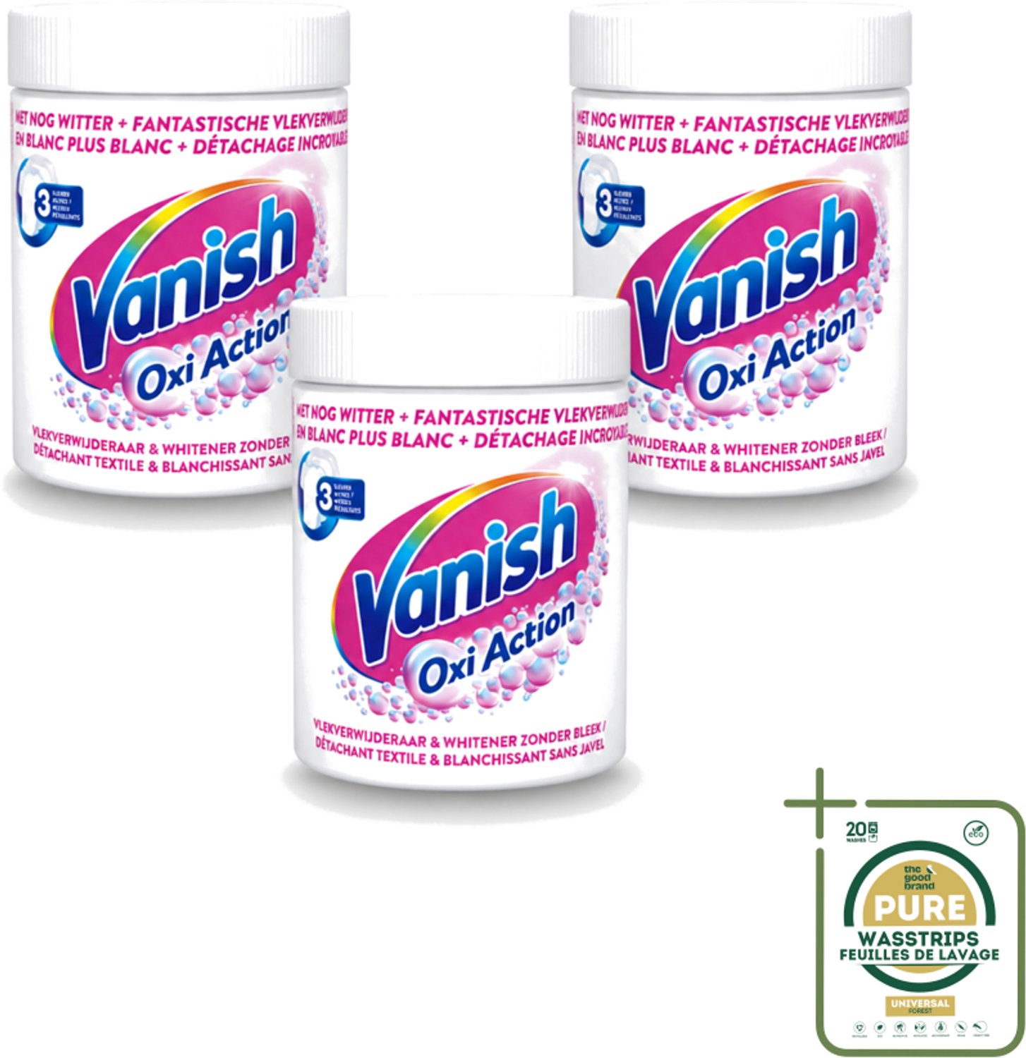 3 x Vanish Oxi Action - Vlekkenverwijderaar Poeder - Zonder Bleek - Witte Was - 550 Gram - Wasstrips - Witte Was - Vlekkenverwijderaar - Witte Kleding - Vlekkenverwijderen - Wasmiddel