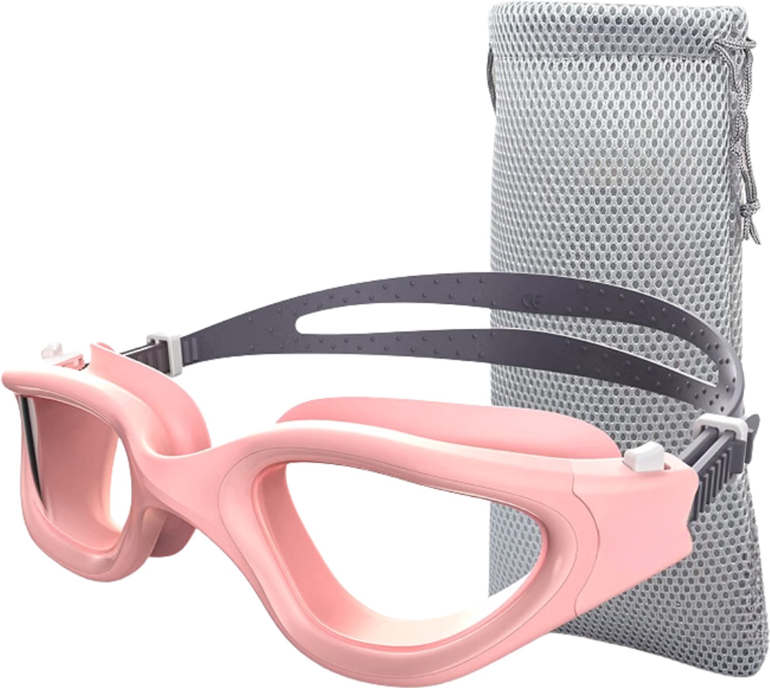 Verte - Zwembril - Heren - Dames - UV-Bescherming - Anti-Condens - Comfort - Professionele Zwembril - Roze/Transparant