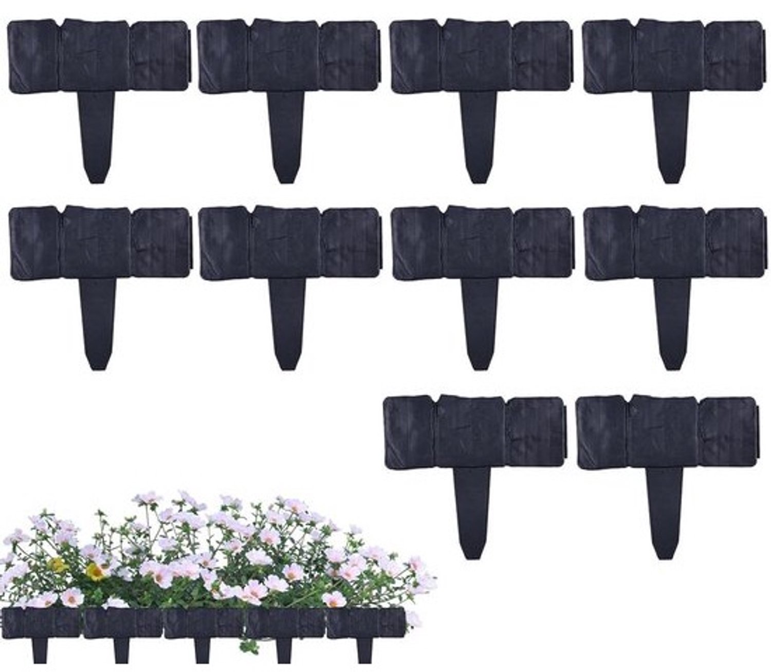 Stenen borderrand - Tuinrand Grasrand - Tuin Afbakenen - Flexibele lay-out - 10 stuks - Grijs