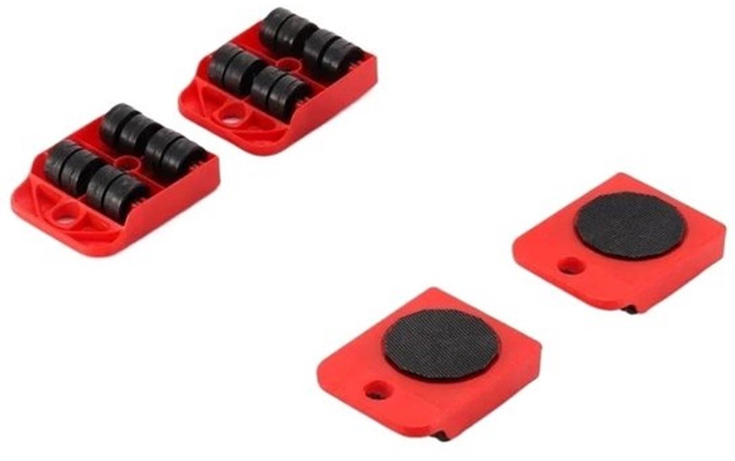 Meubelverhuizer Set - Rolwielen Lifters - Zware Meubels Verplaatsen - Robuust ABS Staal - 4 Stuks - Rood