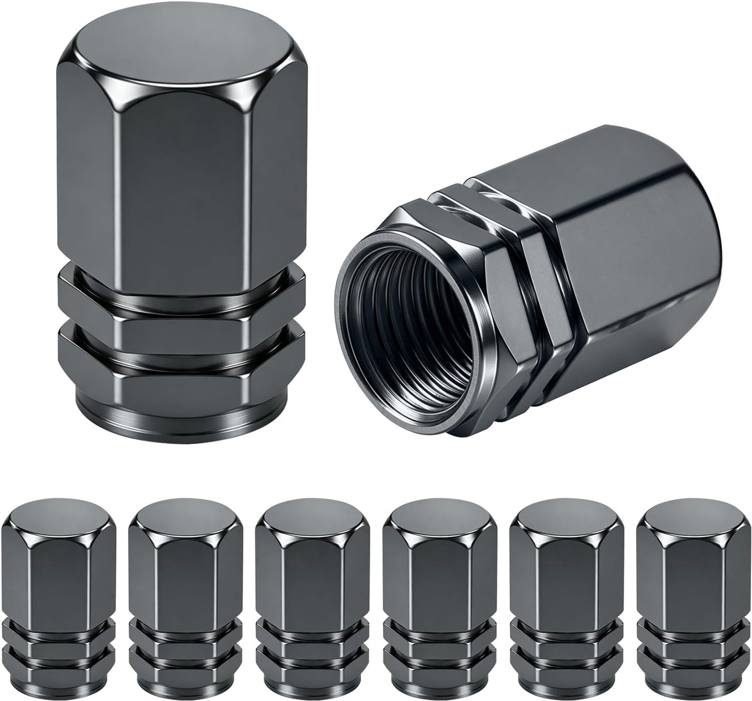 8 stuks ventieldoppen auto grijs, universele autoventieldop aluminium - ShopVlot