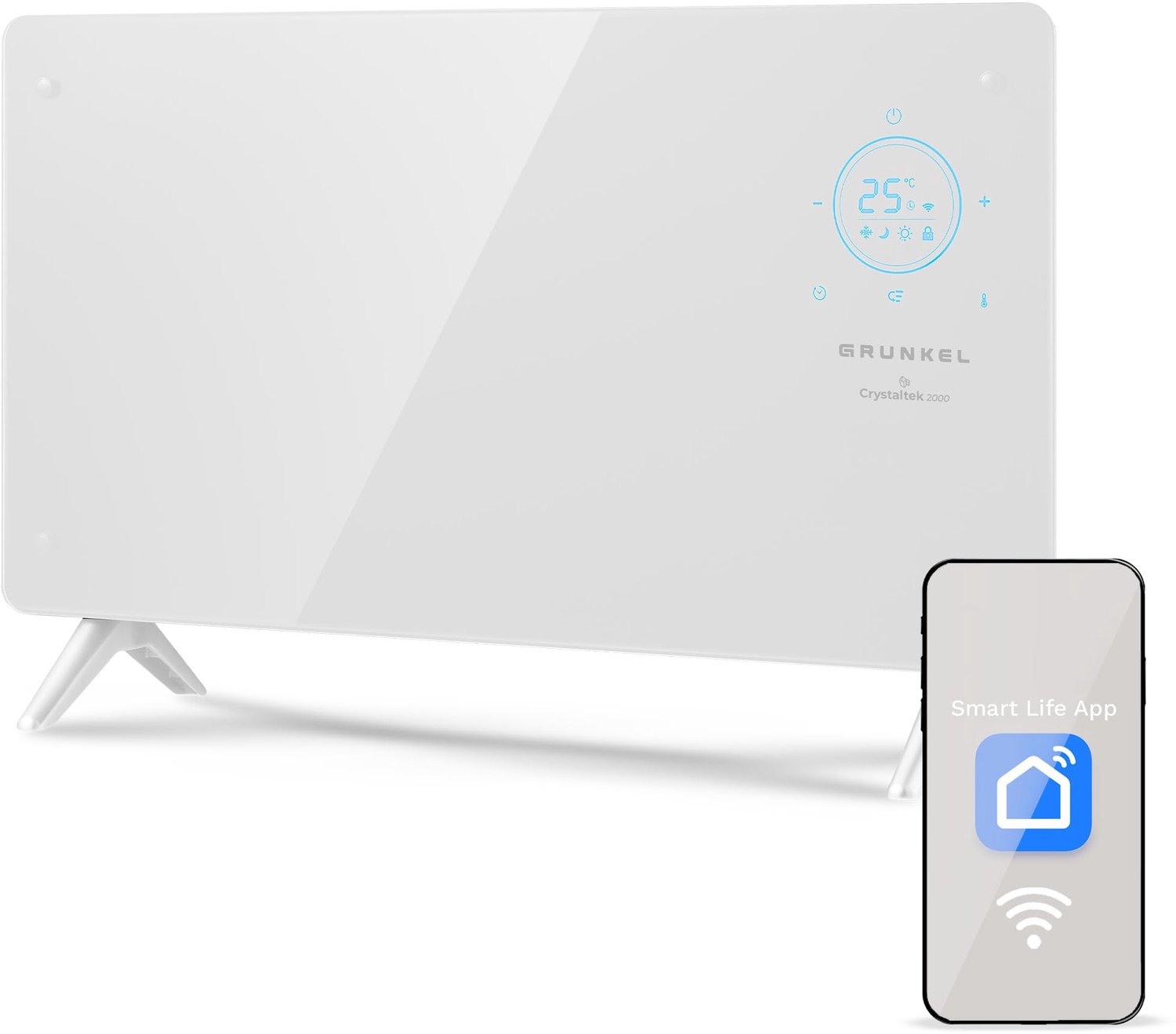 Warmtestraler Digitaal - 2000 Watt Vermogen - Gehard Glas Paneel - Wifi Besturing - Voor Binnengebruik