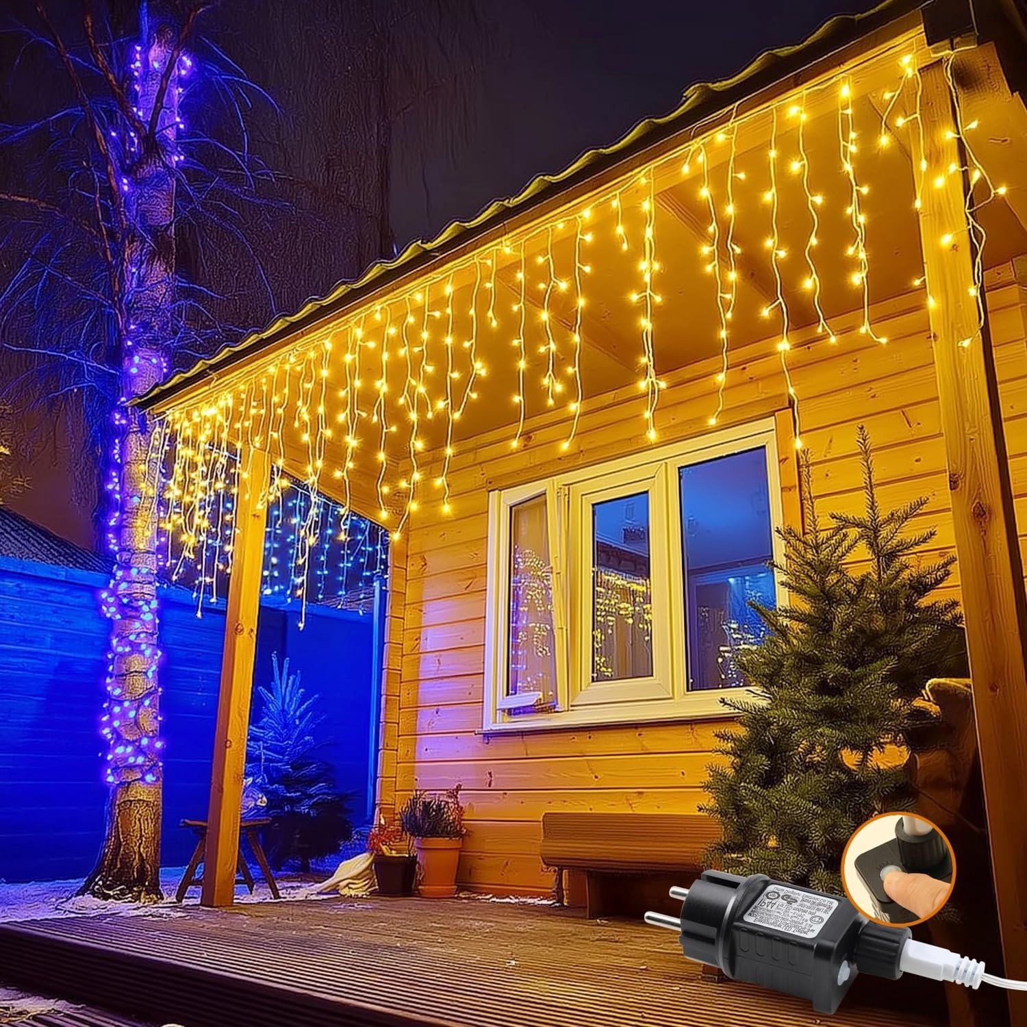Lichtsnoer - Warmwit - 10 m - LED IJsregenlichtketting met Timer en Geheugenfunctie - Voor Binnen en Buiten