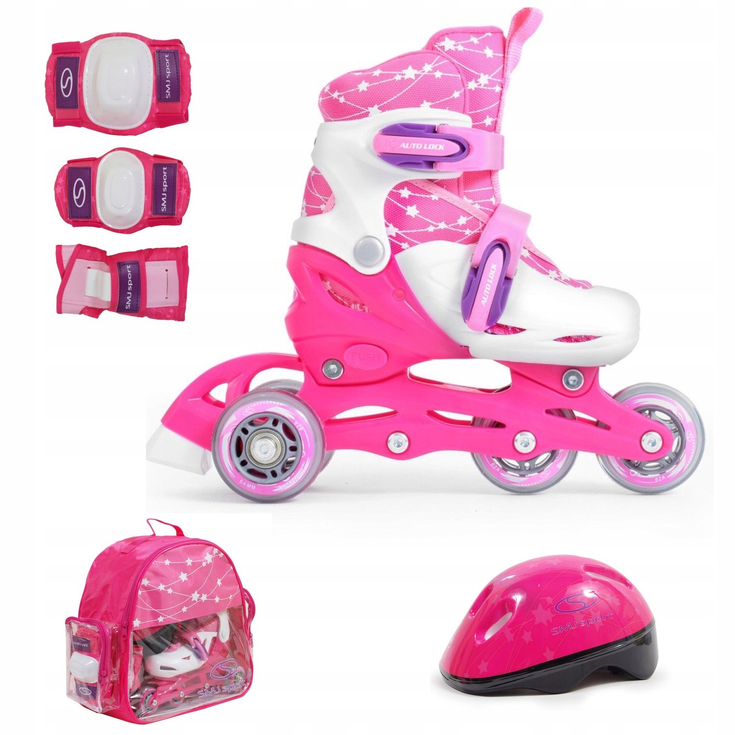 SMJ Sport 2-in-1 Kinder Skates/Skaters, Maat 30-33, LED Wielen, Helm & Beschermers