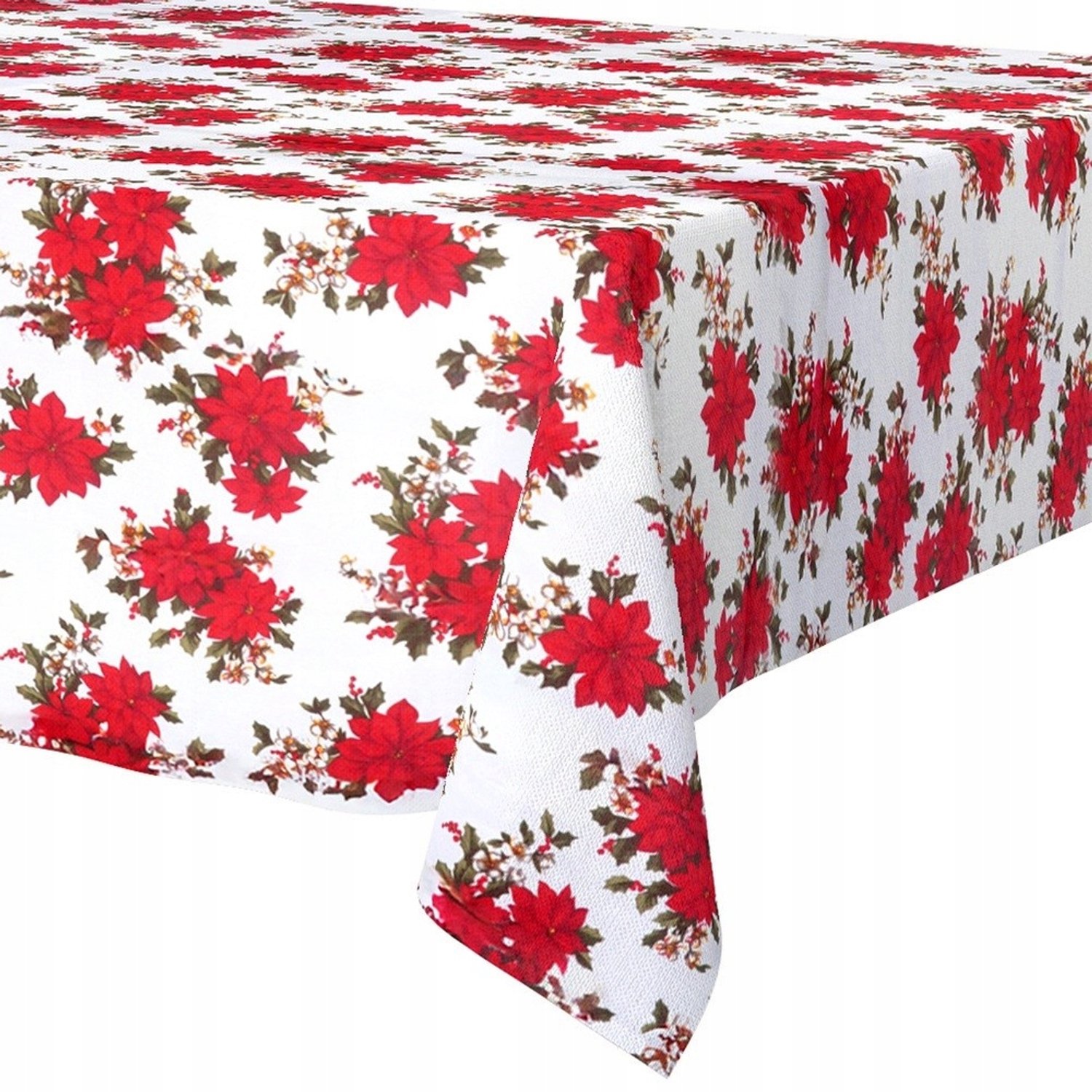 Kersttafelkleed 180x130 cm Wit Vlekbestendig Polyester
