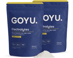 GOYU Elektrolyten Poeder Citroen Suikervrij Combideal 2x 500 Gram - electrolytes - Keto - Vegan - Zonder toevoegingen - Lab getest - 125 dagen voorraad per zakje