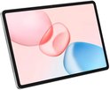 Zilvergrijze HONOR-tablet schuin getoond met een roze en blauw schermachtergrond.