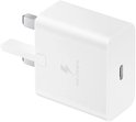 Witte Samsung 15W snellader met Britse stekker en USB-C poort.