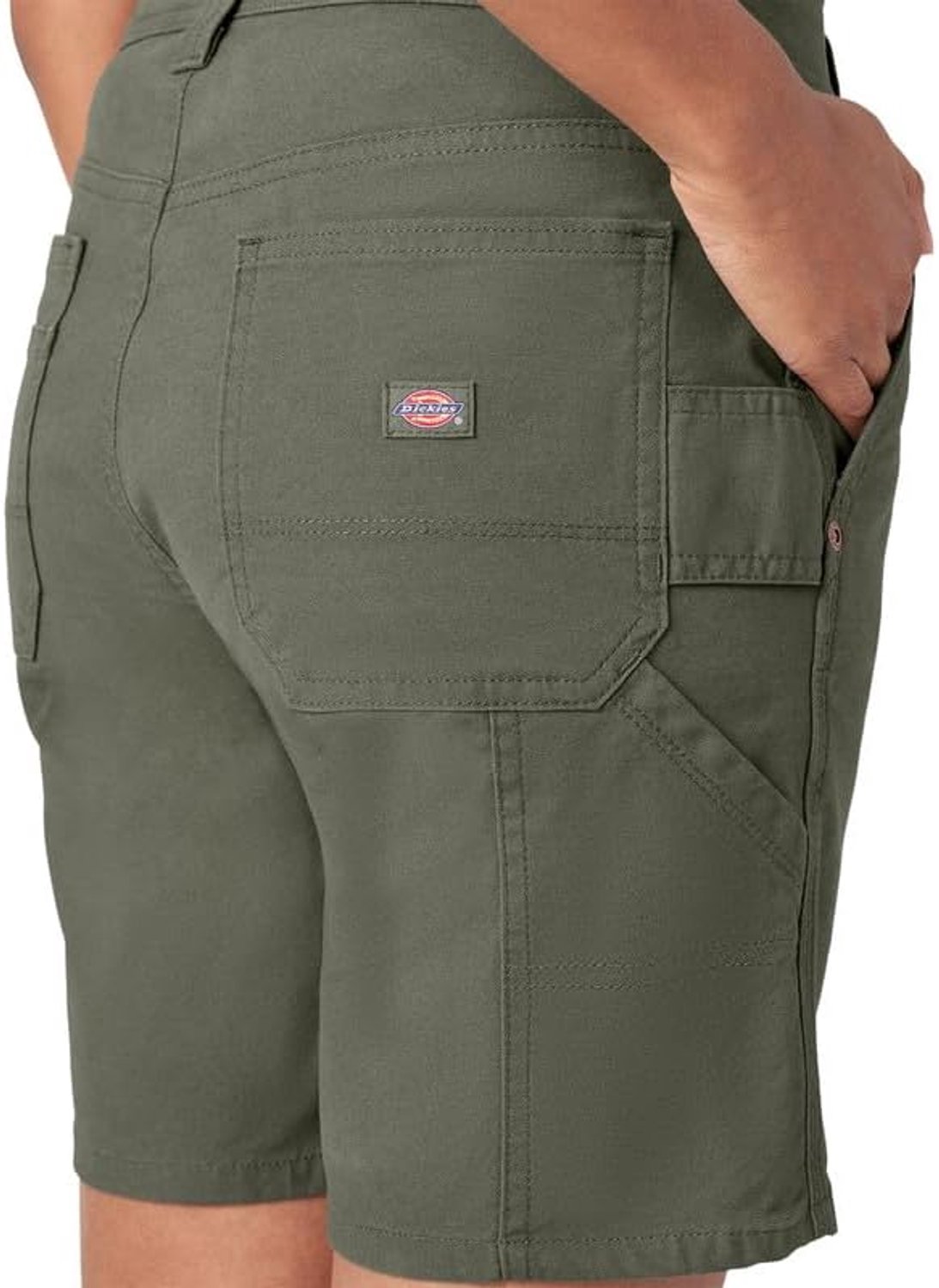 Dickies Dames Carpenter Shorts Rnsd Mossgrn Comfortabele Werkbroek Groen