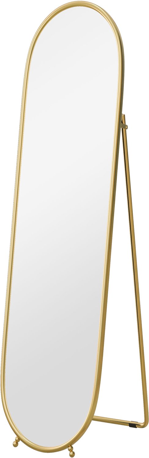 Homona Ovale passpiegel - Met uitklapbare standaard en metalen frame - Met splinterwerende folie - 40 x 4 x 160 cm - Goud
