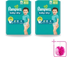 2 x Pampers – Luiers – Baby Dry Maat 6 – 22 Luiers - Bulkverpakking - Baby luier - Douchemop - Droge luier