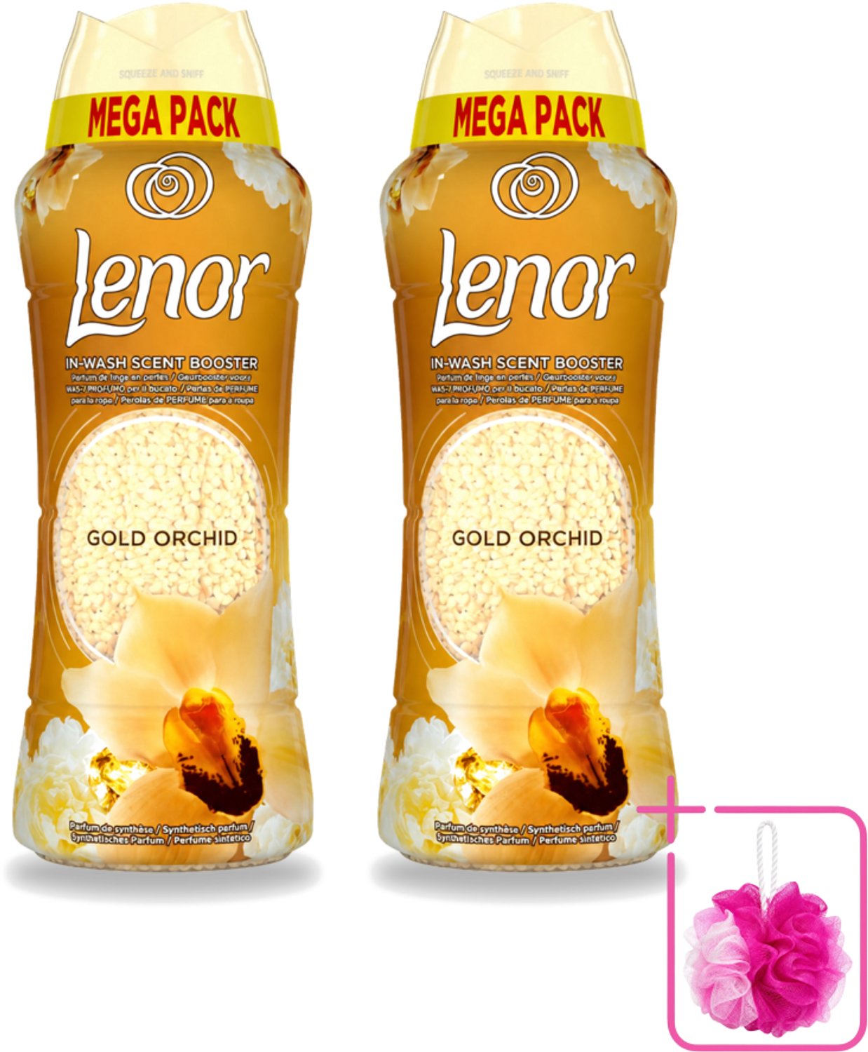 2 x Lenor – Geurparels – Gouden Orchidee – 570 g - Bulkverpakking - Geurparel - Douchemop - Wasgeur