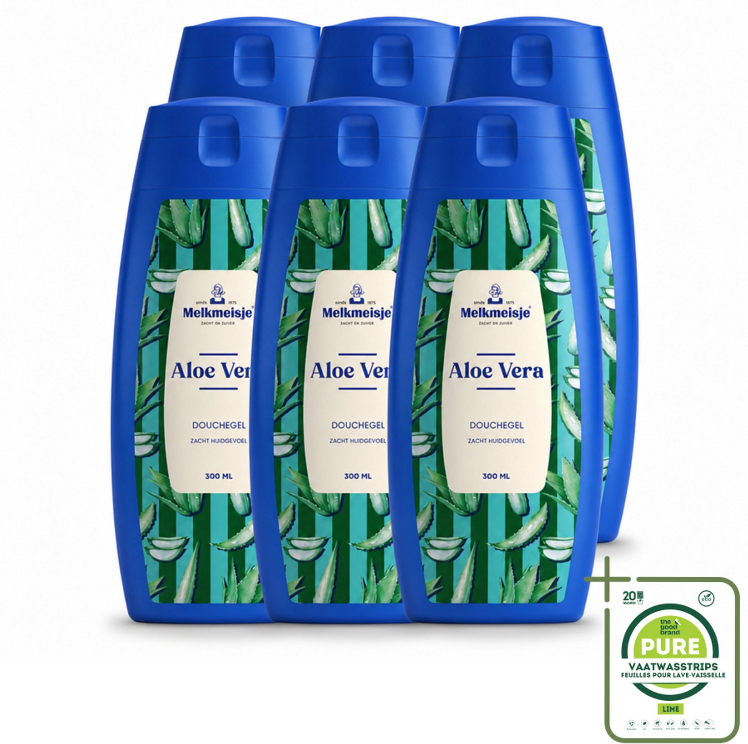 6 x Melkmeisje – Douchegel – Aloe Vera – Zacht Huidgevoel – 300 ml - Grootverpakking - Vaatwasstrips - Bad En Douche Crème - Melkproteïnen - Huid Verzorging - Zachte Huid - Vochtigheid