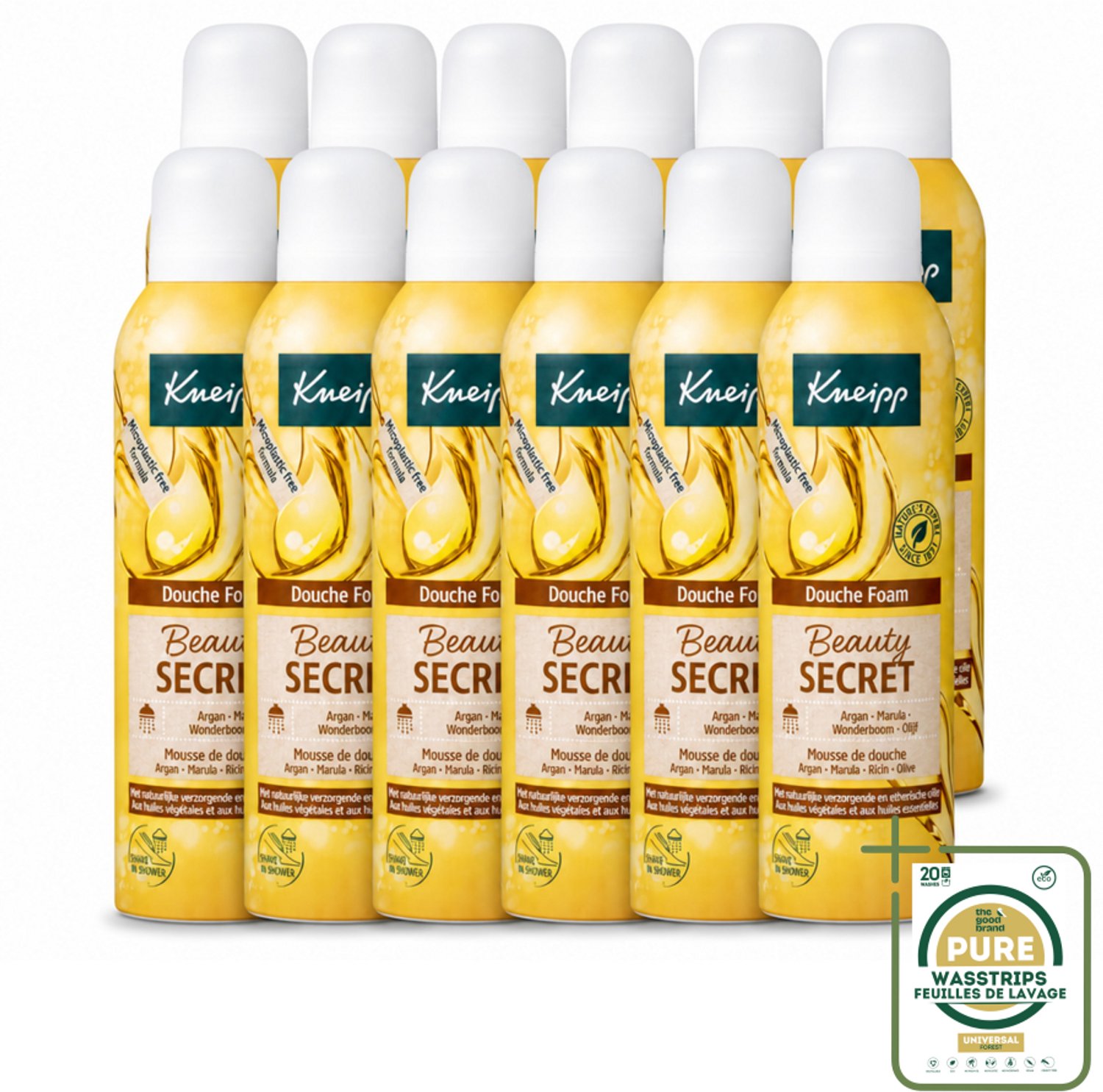 12 x Kneipp - Douche schuim - Beauty Secret - 200 ml - Wasstrips - Douche Schuim - Natuurlijke Oliën - Huid Verzorging - Luxe Geur - Schuim Voor De Douche