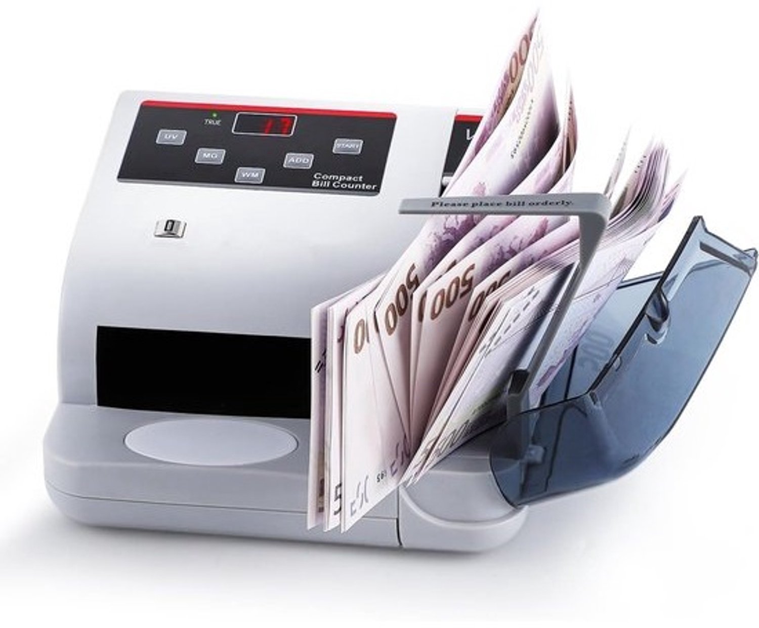 Geldtelmachine - Bankbiljettenteller - Contant geld tellen - Valsgelddetectie UV MG - 600 biljetten per minuut - Zwart