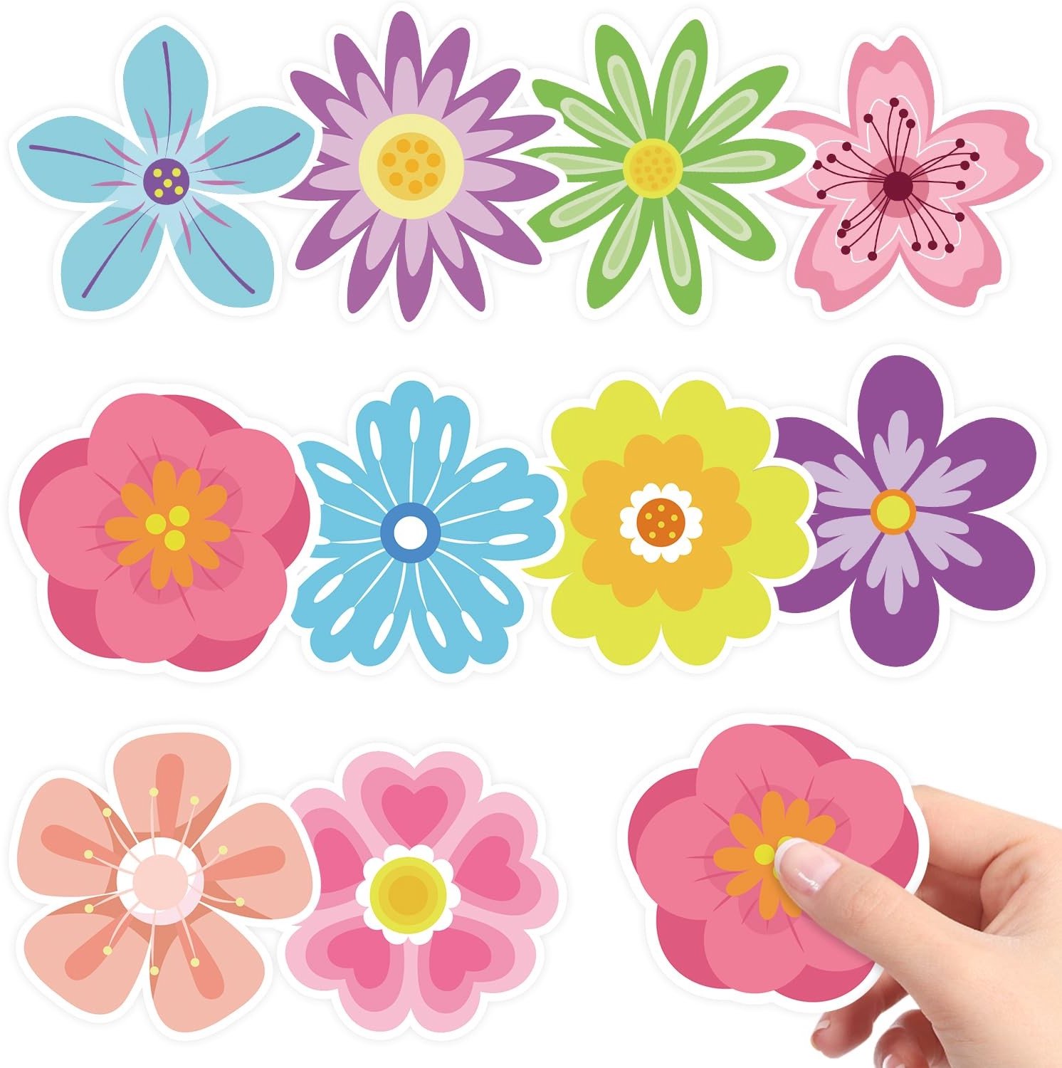 Set van 60 Bloemenstickers met Stippenlijm voor Decoratie