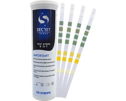 Secret Water Teststrips 6-in-1 - Vijverwater Testen - NO3, NO2, GH, KH, pH & Chloor - 50 Stuks