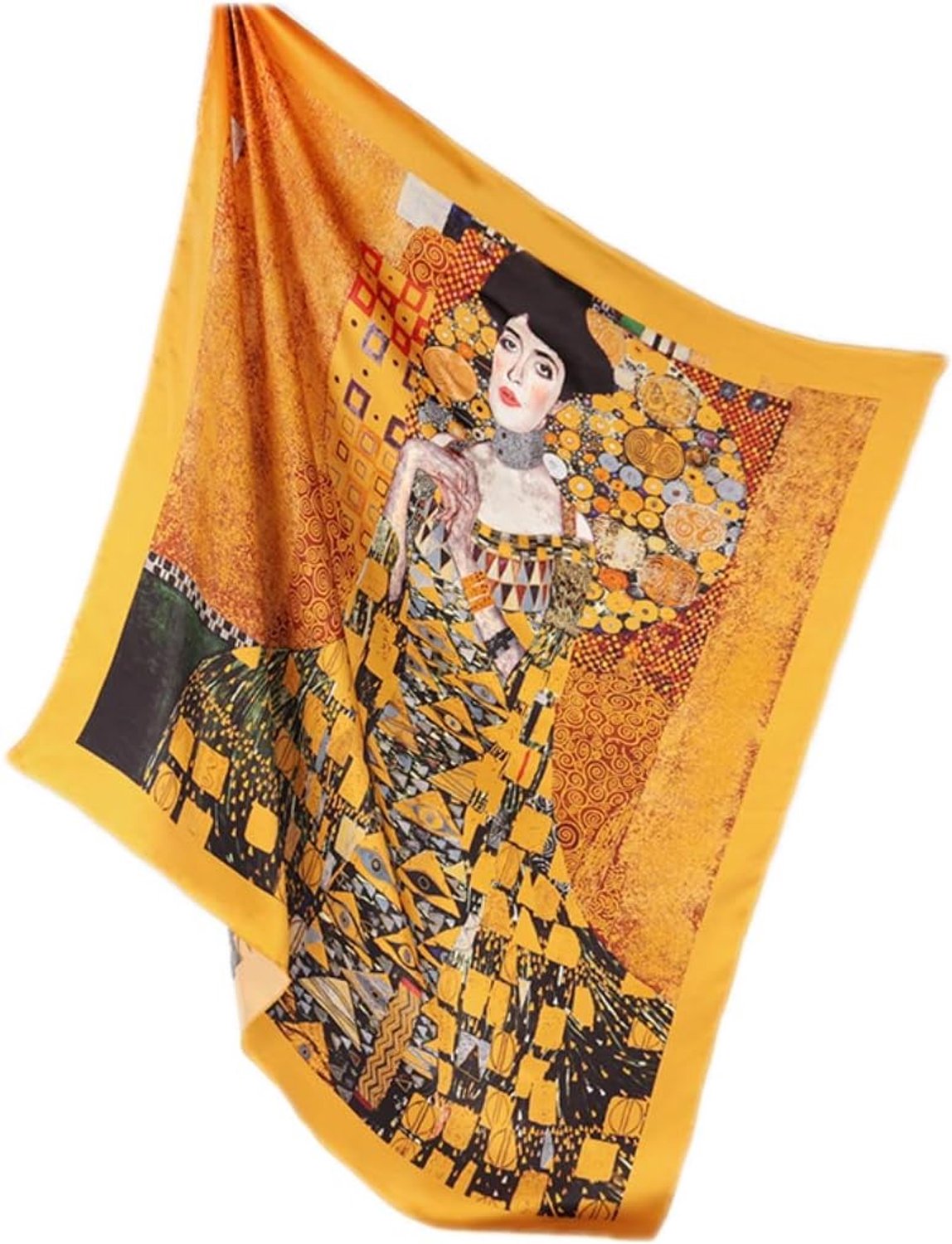 Zijde Sjaal XXL - "Gouden Adele" - 110x110cm - Handgerold