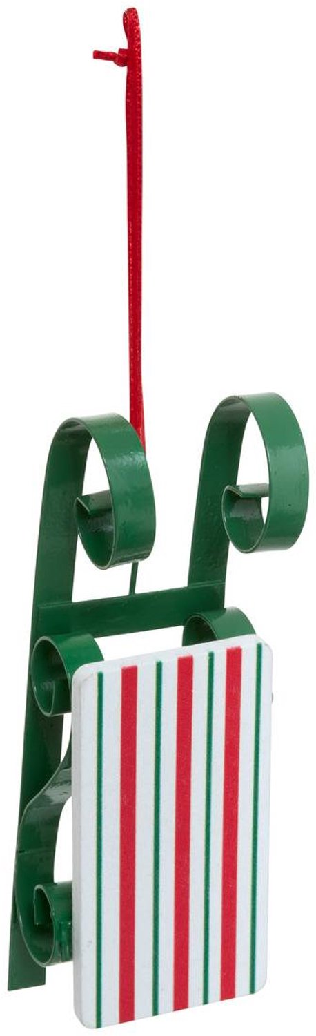 Feeric lights & Christmas Houten kerstboomversiering in de vorm van een slee, 12 cm Modèle A