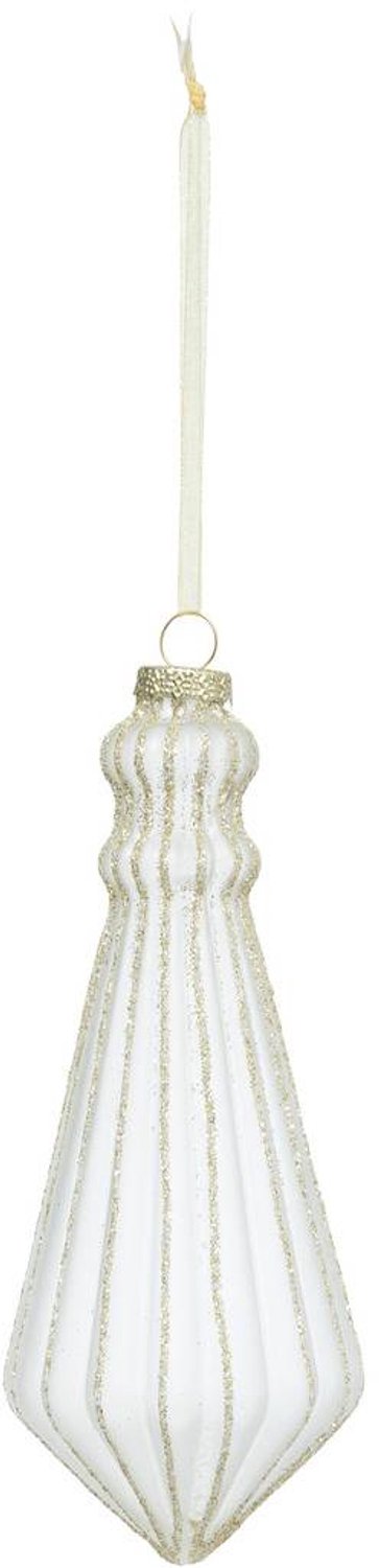 Feeric lights & Christmas Pompon-kerstboomversiering van wit en goudkleurig glas, hoogte 15 cm Blanc