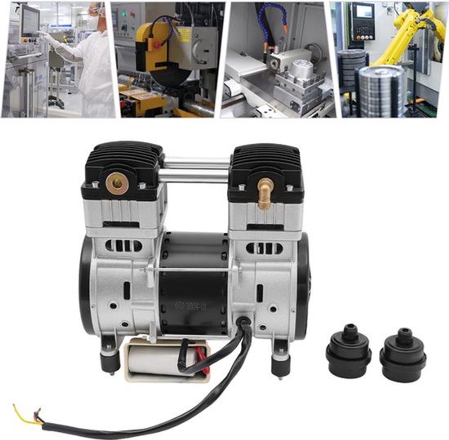 Luchtcompressorpomp 1500 W - Hoog Vermogen - IJzer Koper Rubber - Grijs - Voor Werkmachines