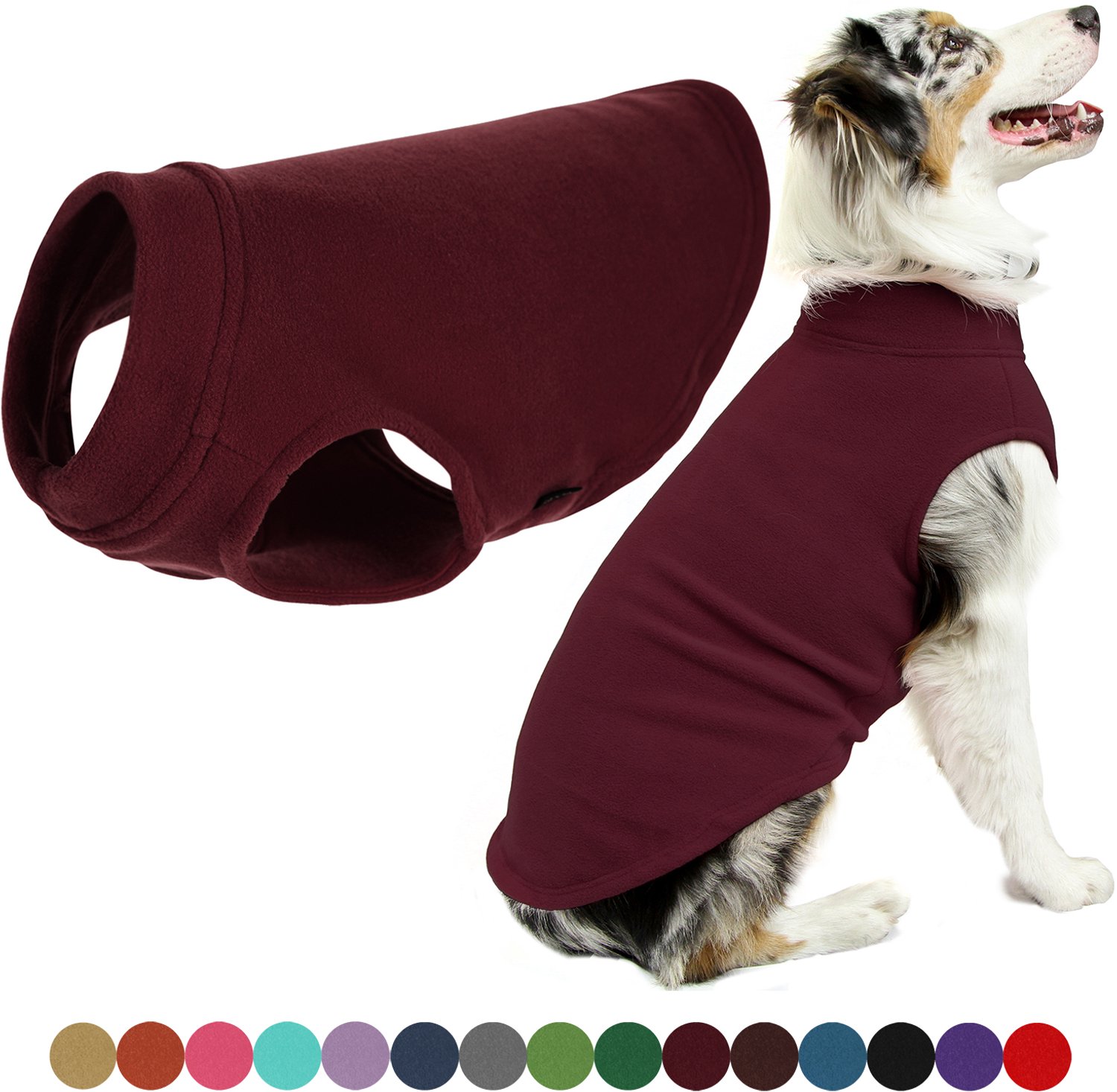 Gooby Stretch Fleece Vest Hondenjas - Warme hondentrui voor kleine honden - Bordeaux - 6X-Large