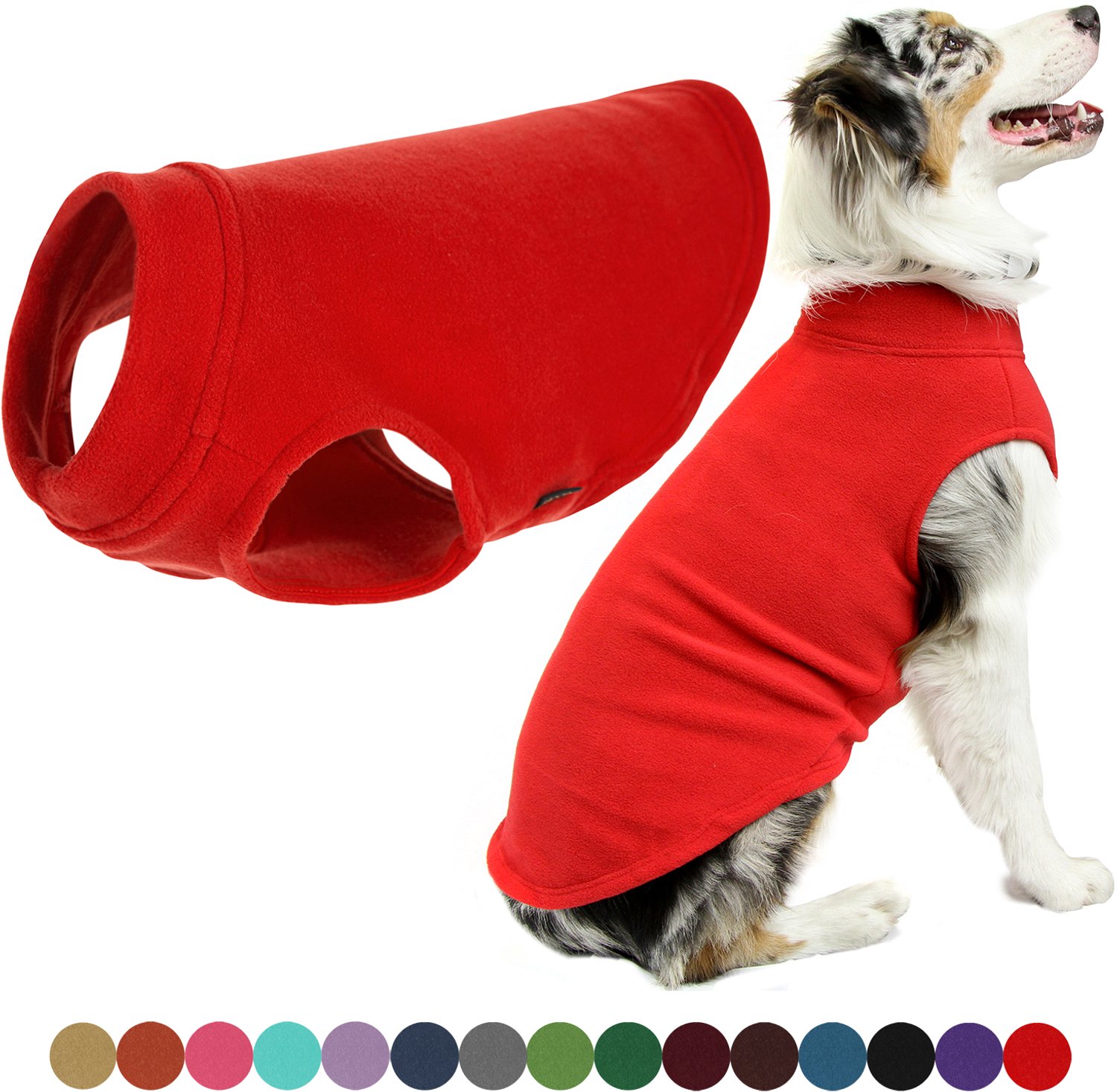 Gooby Stretch Fleece Vest Hondenjas - Warme hondentrui voor kleine honden - Rood - 4X-Large