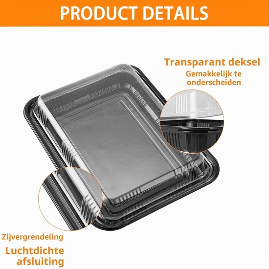 Set van 10 Herbruikbare Maaltijd Prep Voedseldozen met Deksel, Duurzaam BPA-vrij voor Camping en Gezinsdiners, Ideaal voor Sushi en Buffetten — afbeelding 2